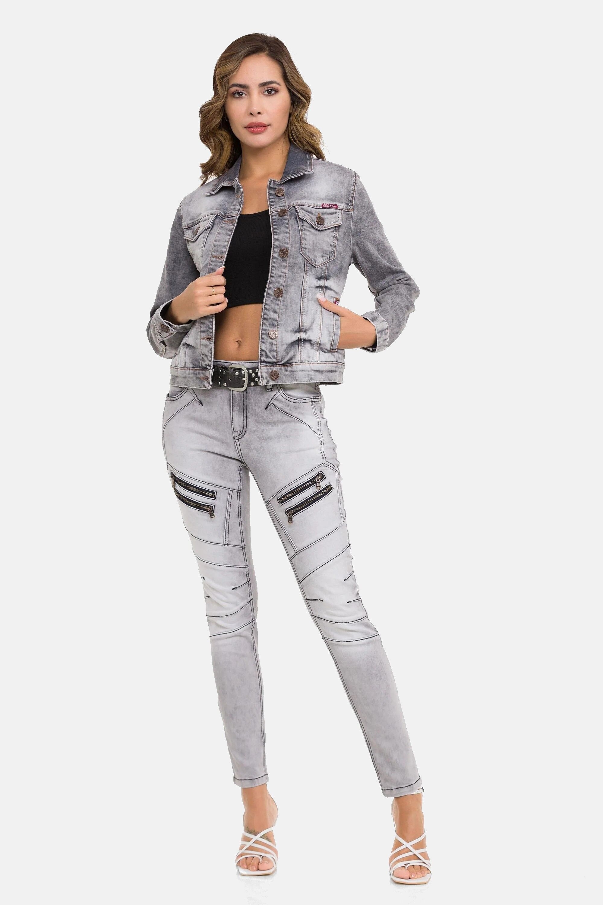 Cipo & Baxx 5-Pocket-Jeans »WD501« Auffällige Zipp-Details & Ziernähte