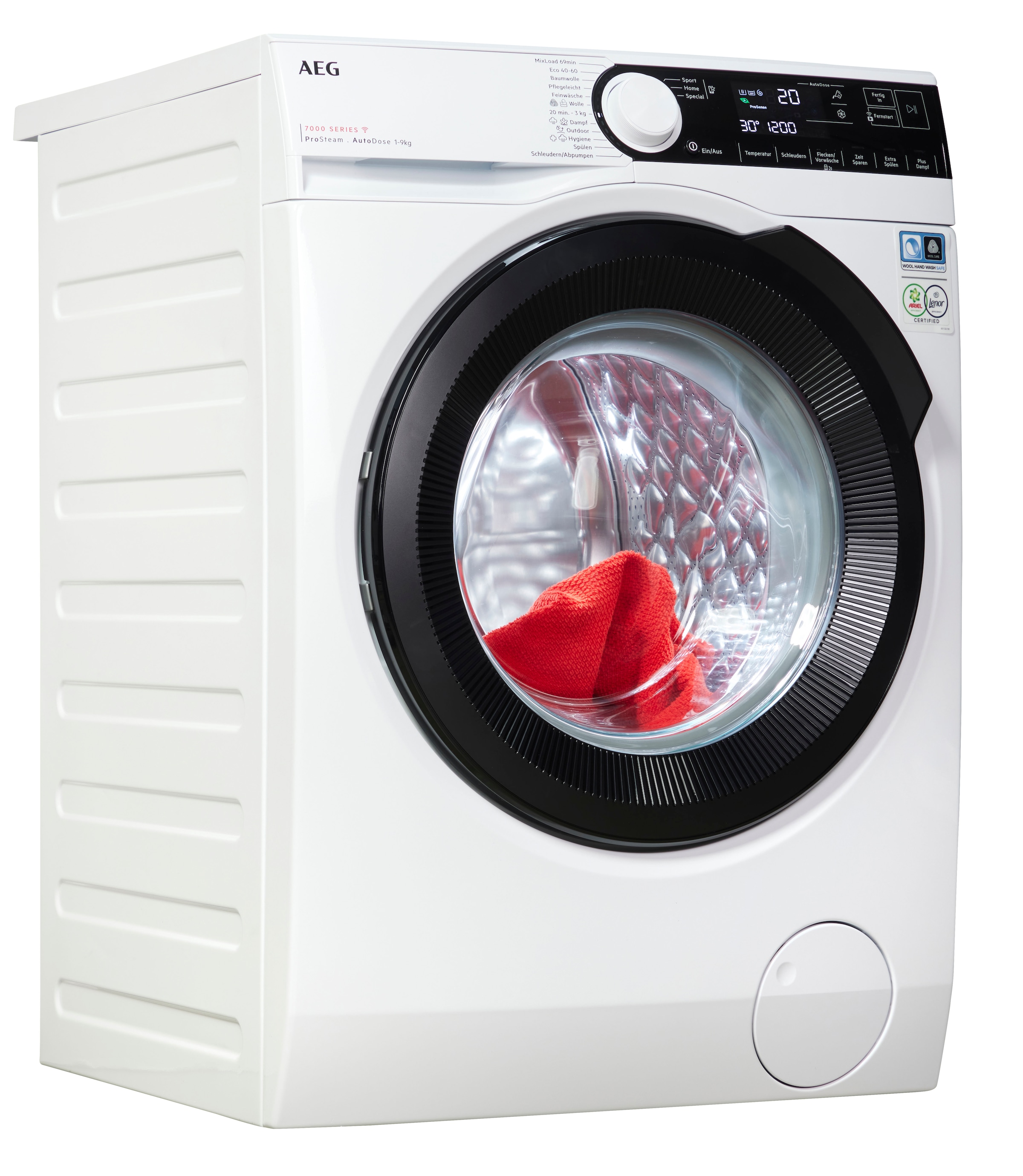 AEG 7000 ProSteam "LR7D70490" 9 kg 1400 U/min AutoDose: Automatische Dosierung, spart bis zu 60% Waschmittel