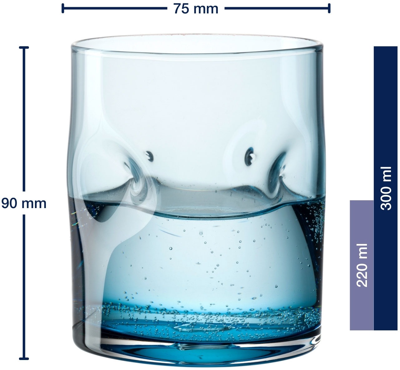 LEONARDO Gläser-Set »Trinkglas VESUVIO, 300 ml, 4er-Set«, (Set, 4 tlg.), konische Form, markantes Design - mit Einquetschungen