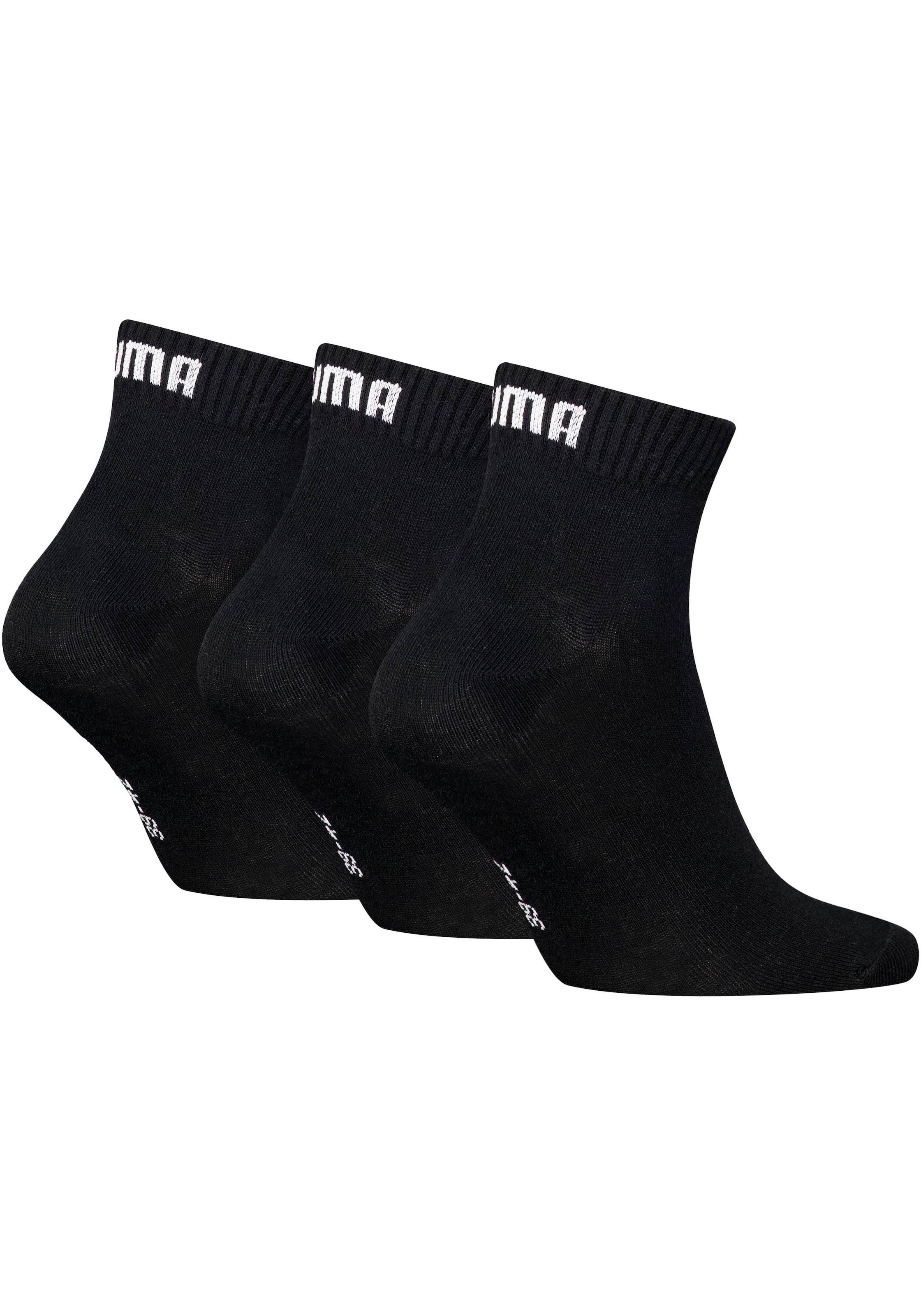 PUMA Kurzsocken »PUMA UNISEX QUARTER PLAIN 3P« 3 Stk. tlg. Atmungsaktiv, Rippenbündchen, weiche Baumwollmischung