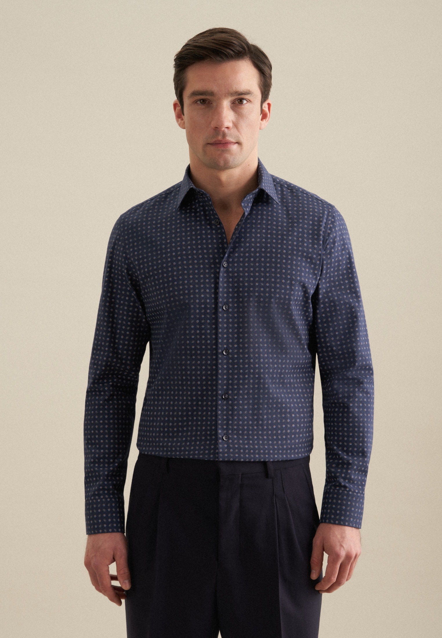 seidensticker Flanellhemd "Slim", Slim Langarm Kentkragen Druck günstig online kaufen