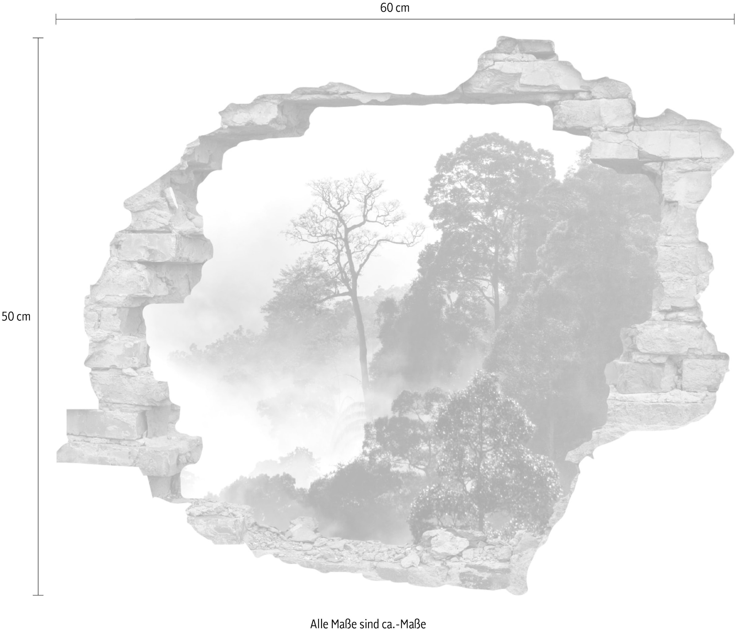 queence Wandtattoo »Regenwald«, (1 St.), Wandsticker, Wandbild, selbstklebend, 3D, Wanddurchbruch