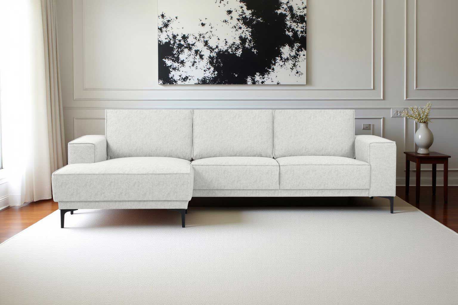 Places of Style Ecksofa »Polsterecke Oland, Struktur, Flachgewebe, Luxus-Microfaser, Boucle«, L-Form, 280 cm, Wellenunterfederung, Skandi-Design, Metallfüße