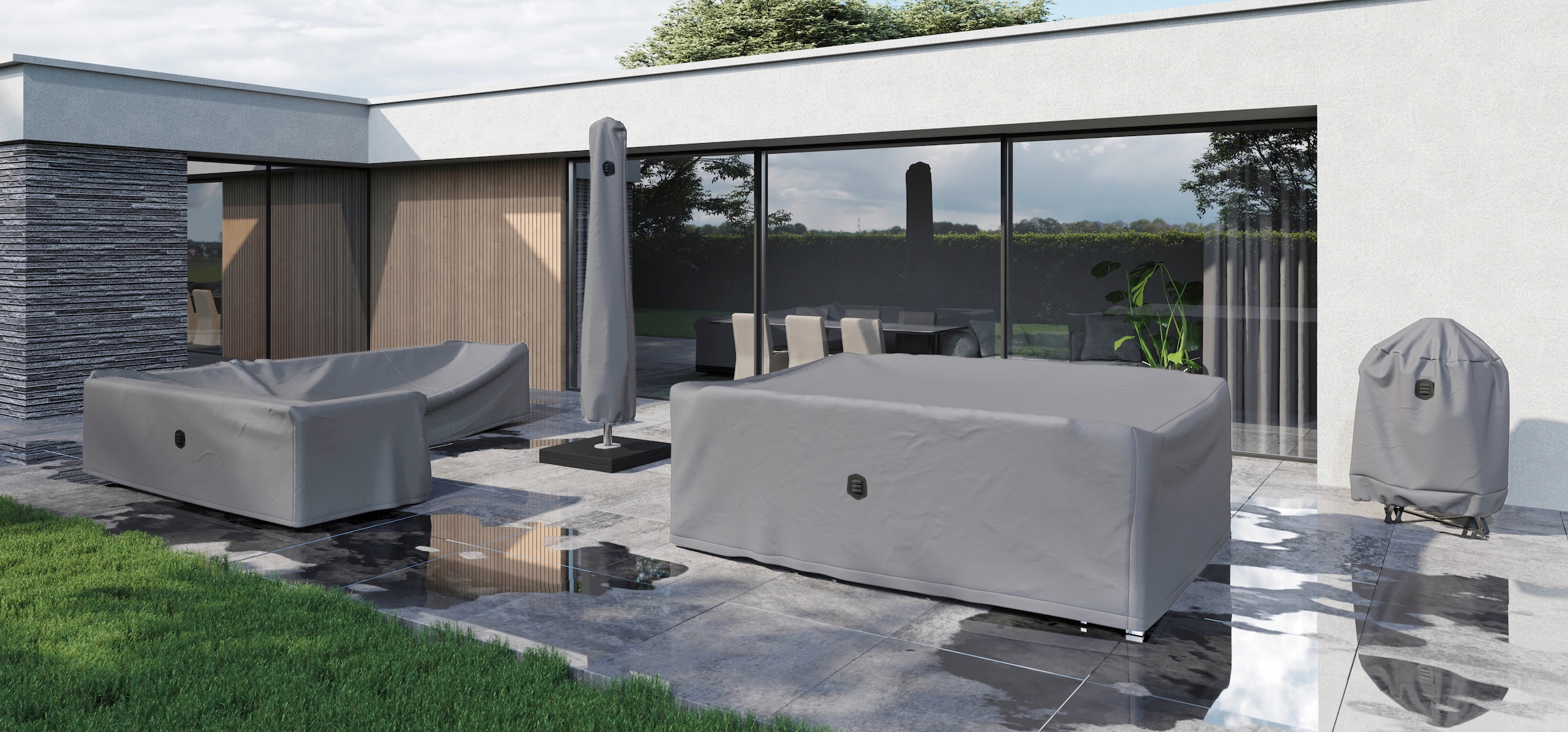 Siena Garden AquaShield Sitzgruppenhülle Hellgrau 280x150xH100 cm günstig online kaufen
