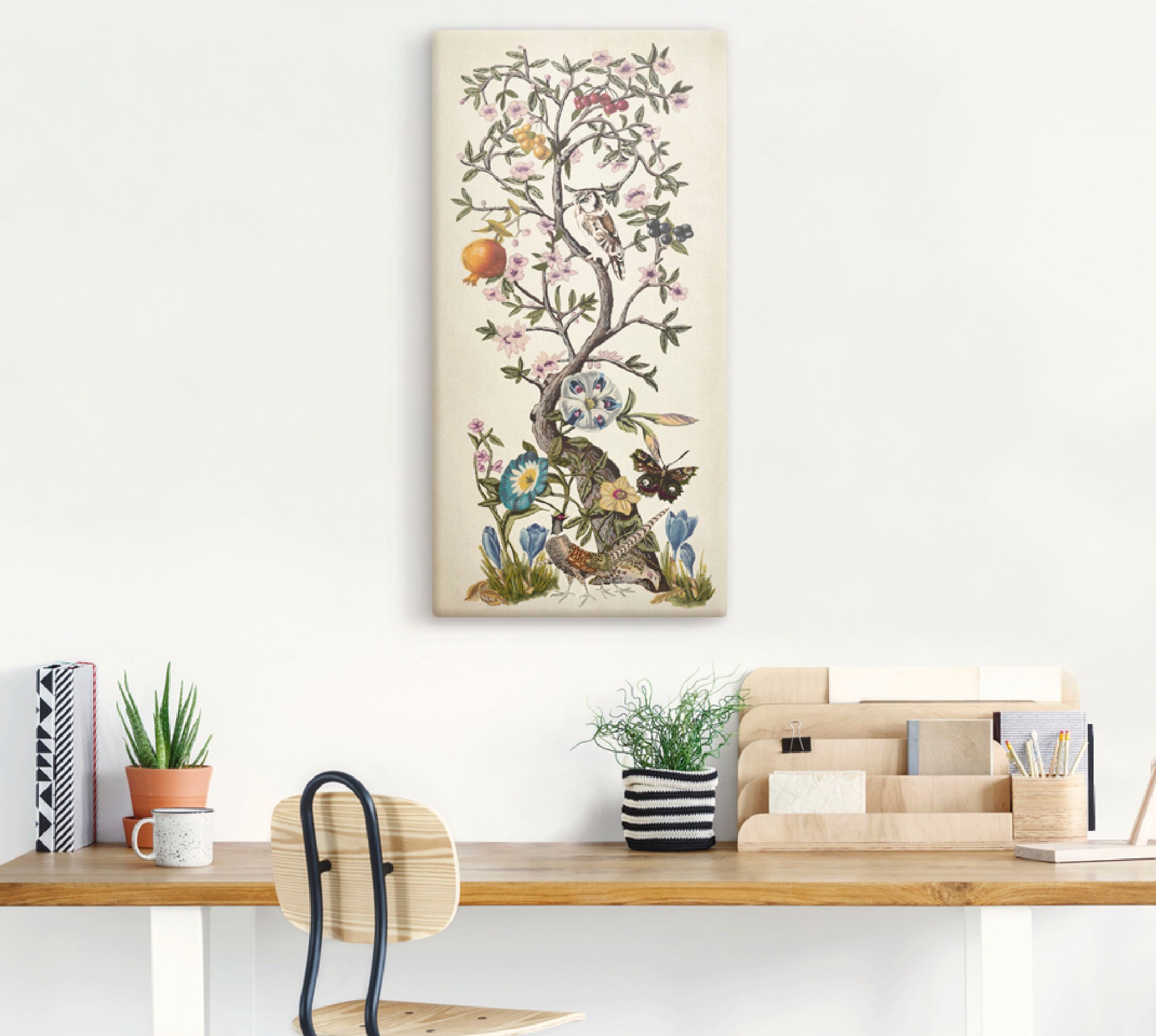 Artland Leinwandbild "Chinoiserie Natur I" Pflanzen 1 Stk. tlg. auf Holzrah günstig online kaufen