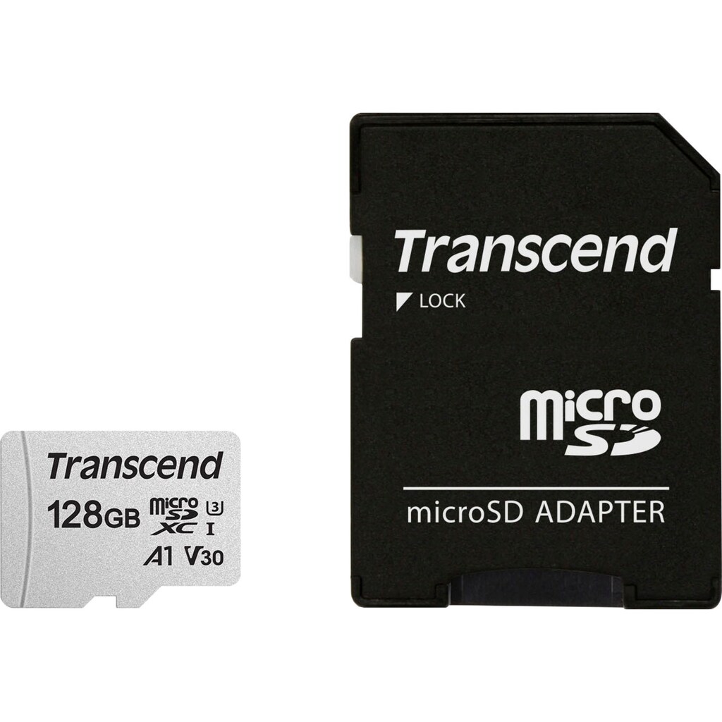Transcend Speicherkarte »microSDXC 300S 128 GB«, (UHS Class 10 100 MB/s Lesegeschwindigkeit)