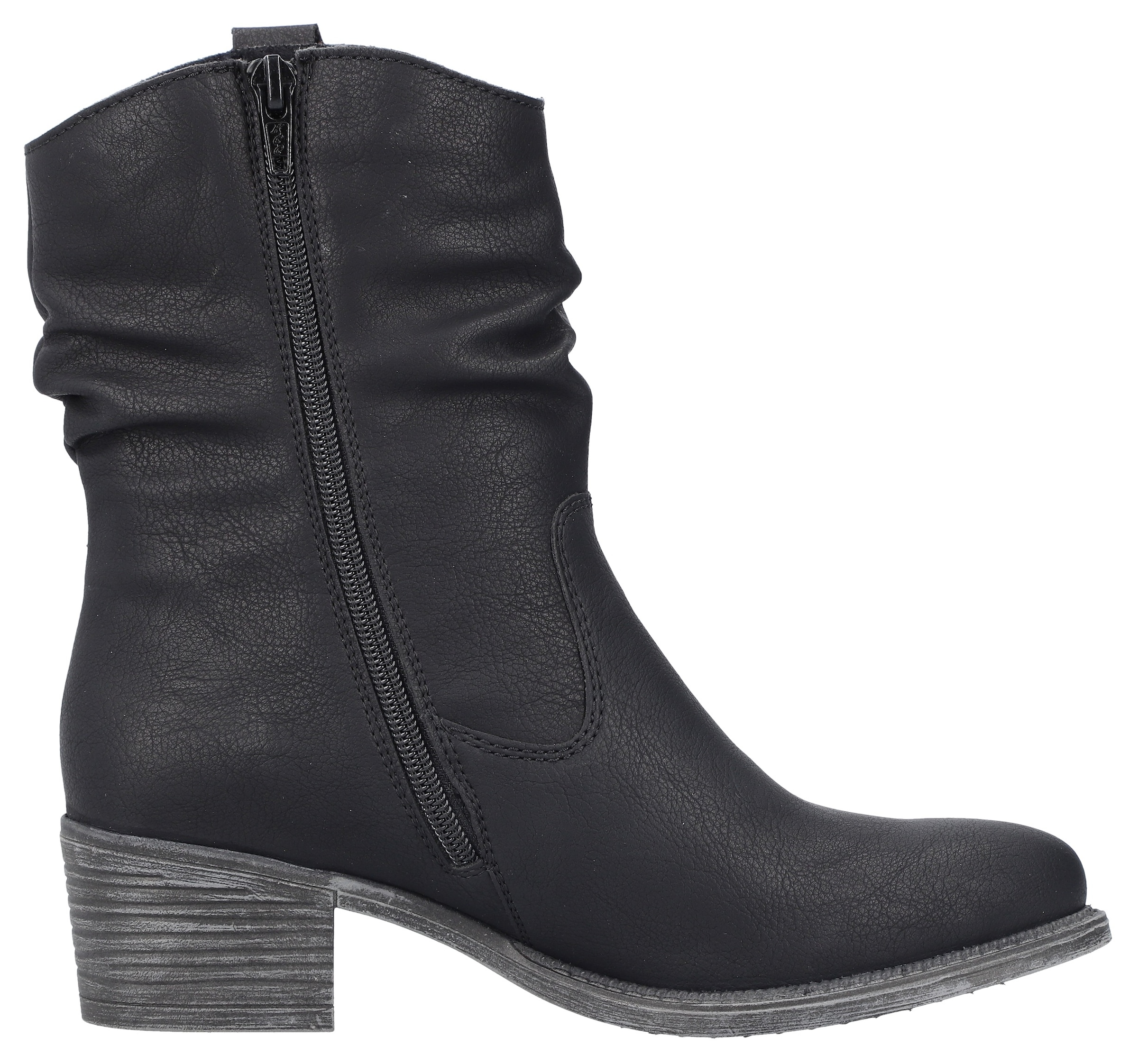 Rieker Westernstiefelette, Cowboyboots, slouchy Schaft, Blockabsatz, mit Innen-Reißverschluss