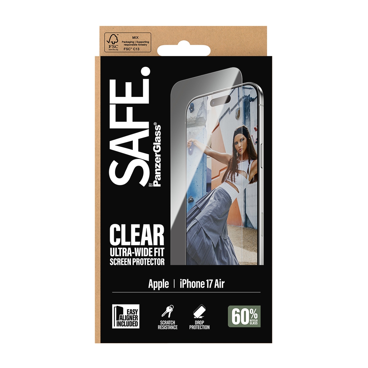 SAFE by PanzerGlass Displayschutzglas »Ultra-Wide Fit Screen Protector«, für Apple iPhone Air, Displayschutzfolie, Schutzfolie, Bildschirmschutz, kratz- & stoßfest