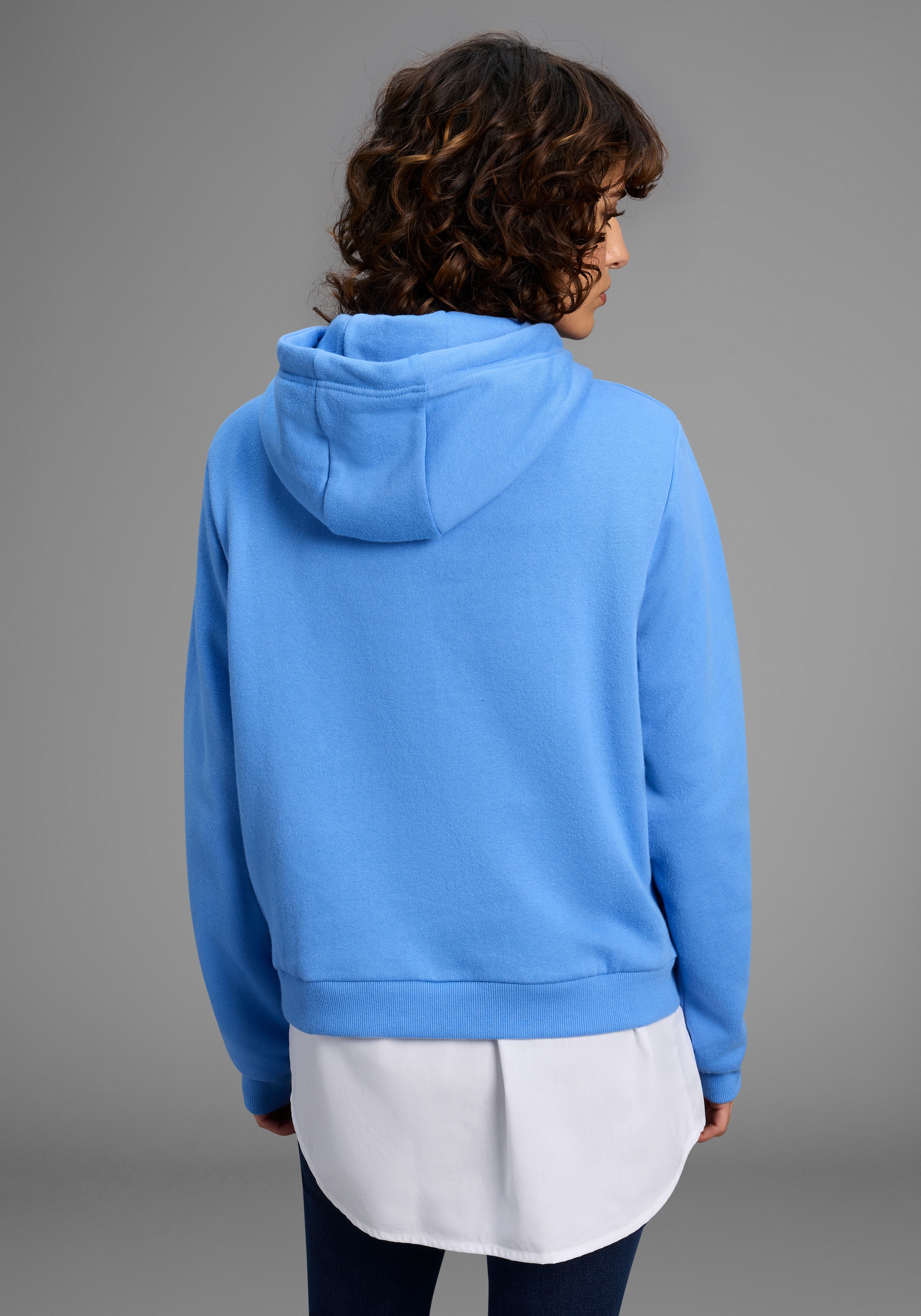 DELMAO Kapuzensweatshirt, Angeraute Baumwollmischung mit Kapuze und Kängurutasche