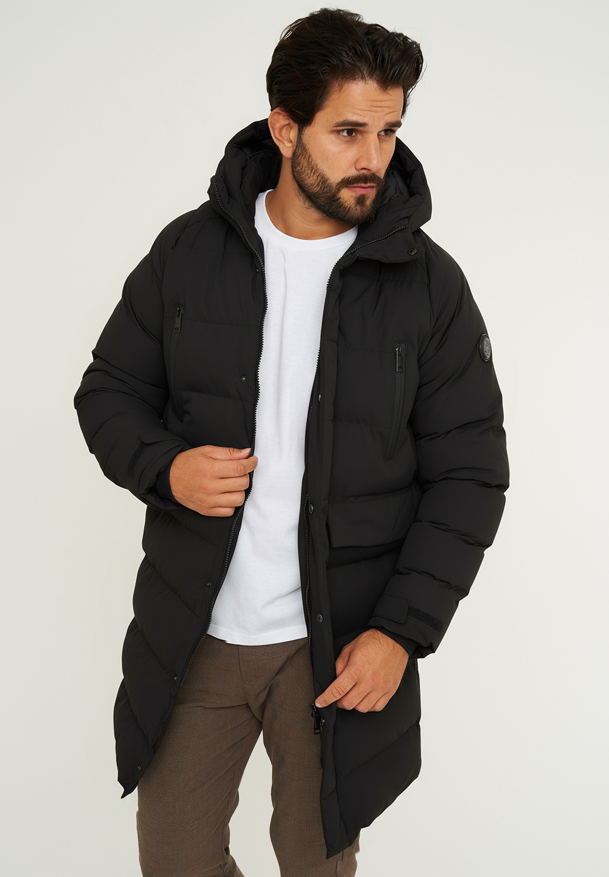 SOULSTAR Parka »Winterjacke als Langer Steppmantel - Winterparka« mit Kapuze Herren Winterjacke Wintermantel Steppjacke Pufferjacke mit Kapuze