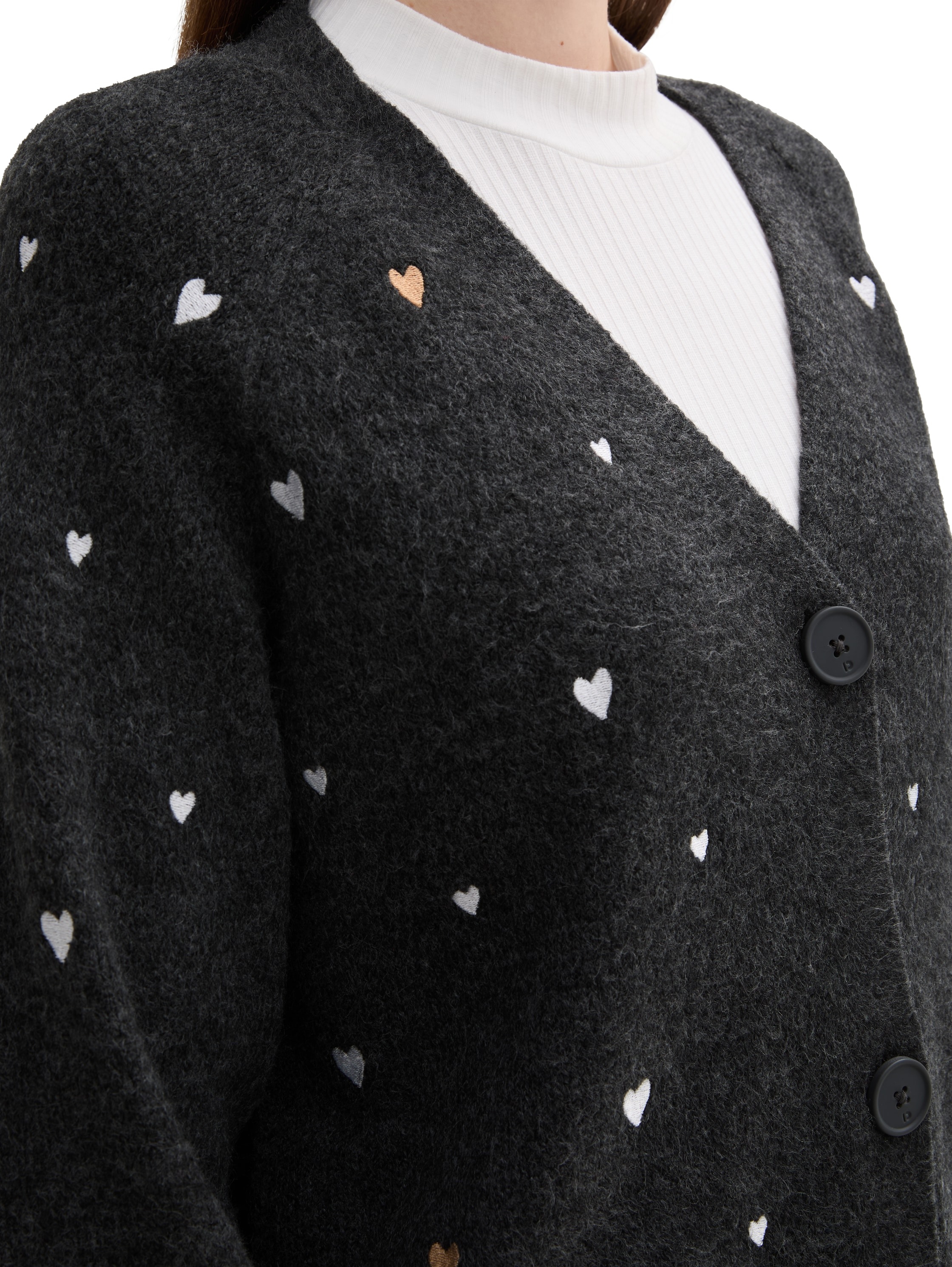 Thumbnail - TOM TAILOR Denim Strickjacke, mit Knopfleiste und Herz-Prints
