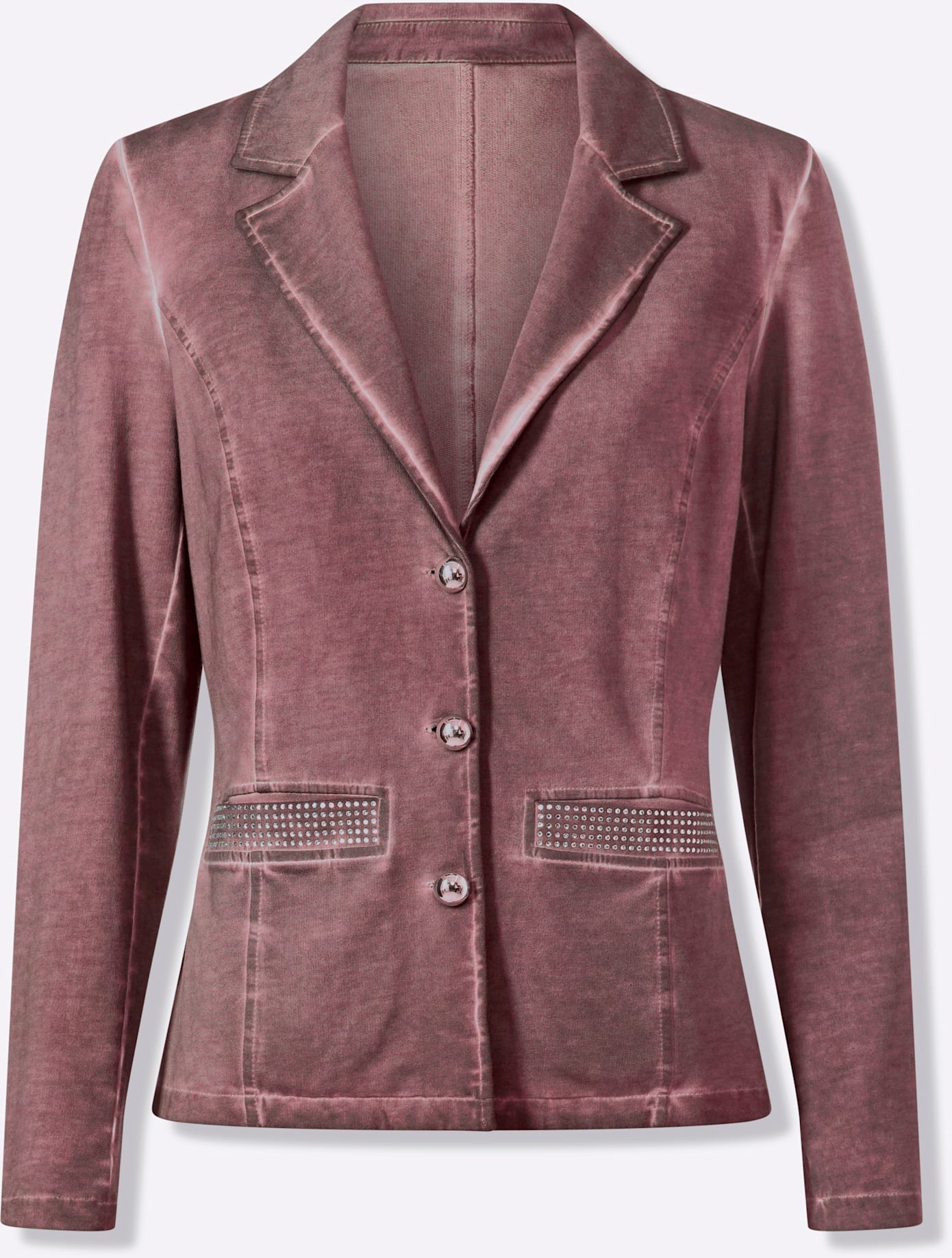 Sweatblazer HEINE "Sweatblazer", Damen, Gr. 40, bordeaux, 95% Baumwolle, 5% Elasthan, Blazer 3