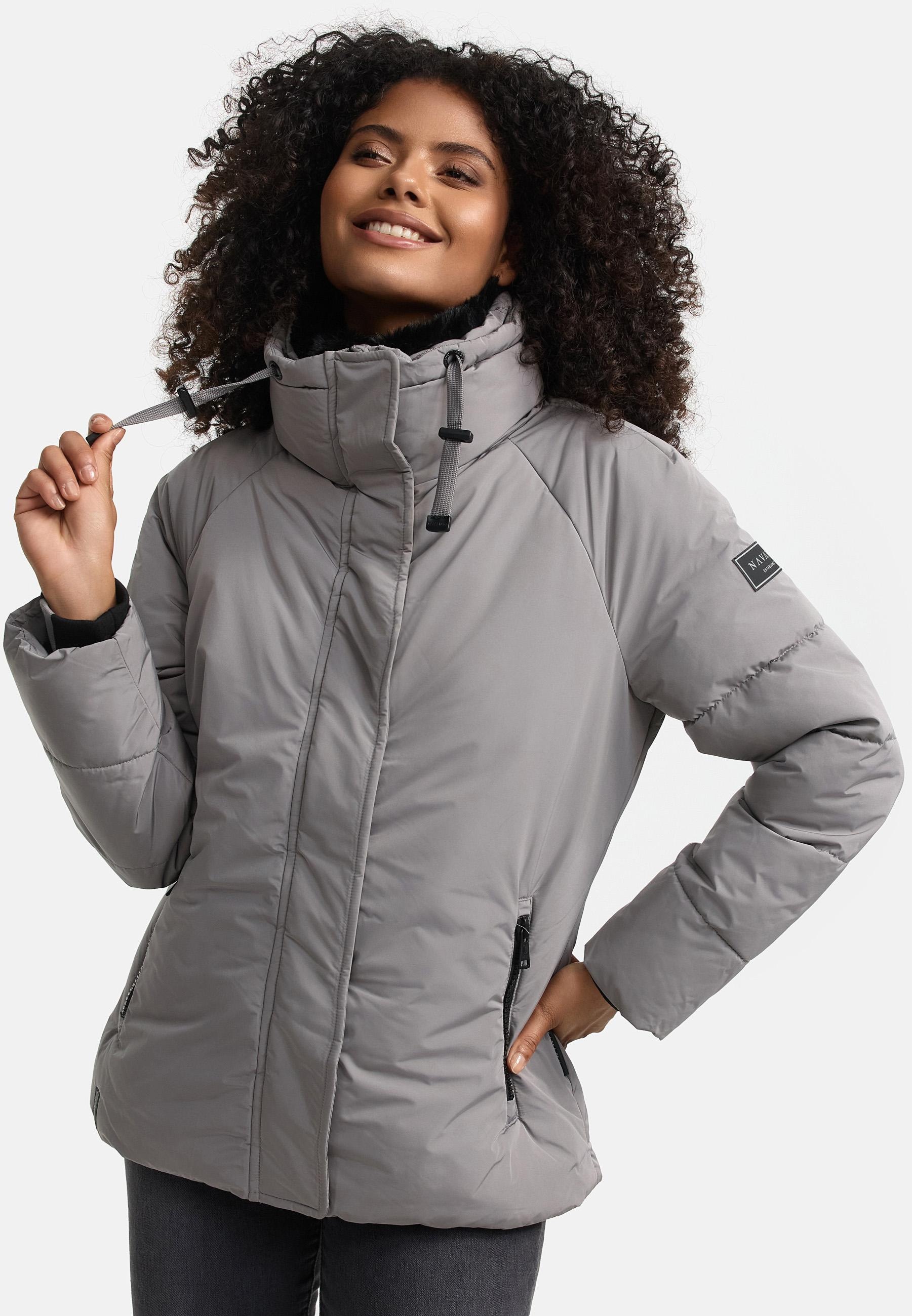 Navahoo Winterjacke »Frostii XIV«, ohne Kapuze, modische Damen Winter Steppjacke mit Kunstfellkragen