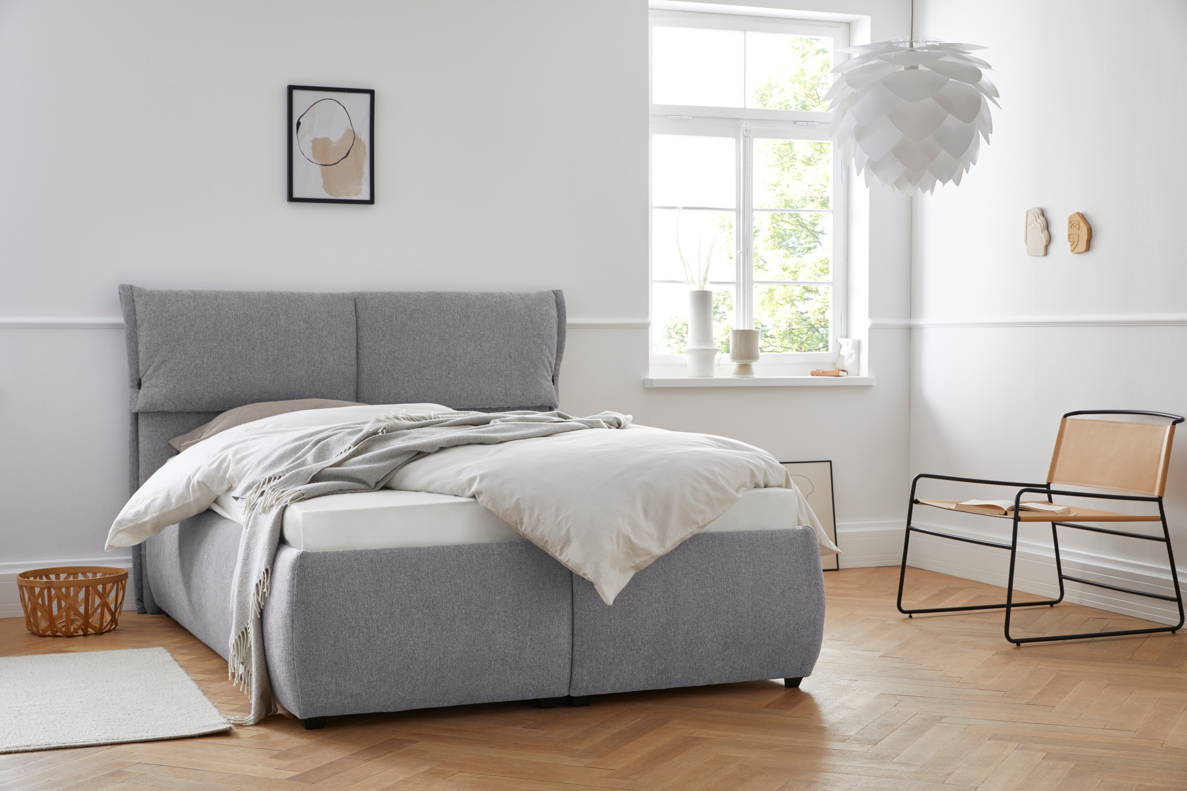 Polsterbett HOME AFFAIRE "Jenson", grau, B:168cm L:225cm, Struktur weich (85% Polyester/15% Nylon), Betten, Polsterbett, als Bettgestell oder mit 3 Matratzenarten und Härtegraden 4