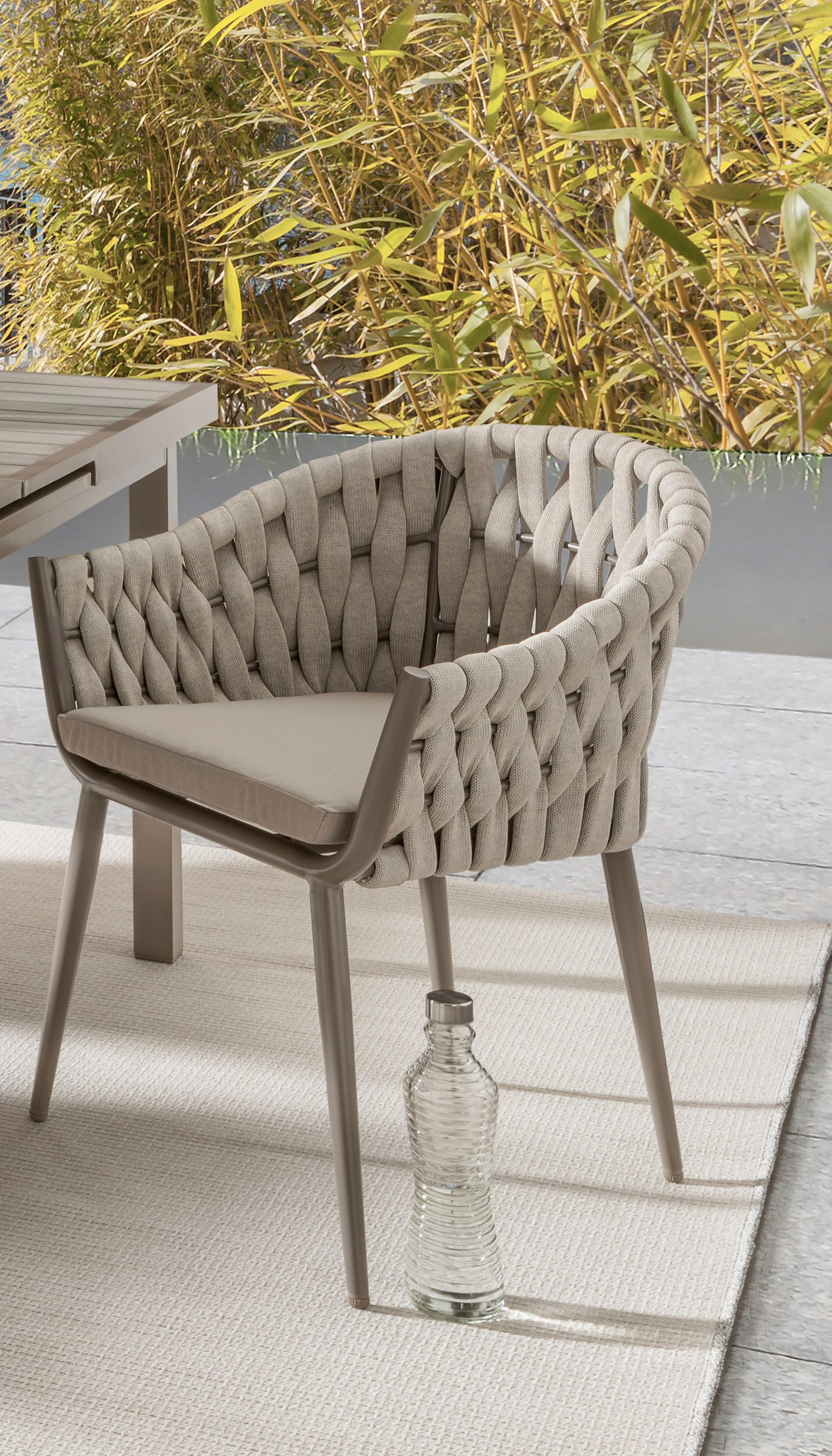 Destiny Garten-Essgruppe »MOLINO IMOLA«, (5 tlg., 4x Sessel, 1x Tisch, inkl. Auflagen), Aluminium, Polywood, Rope