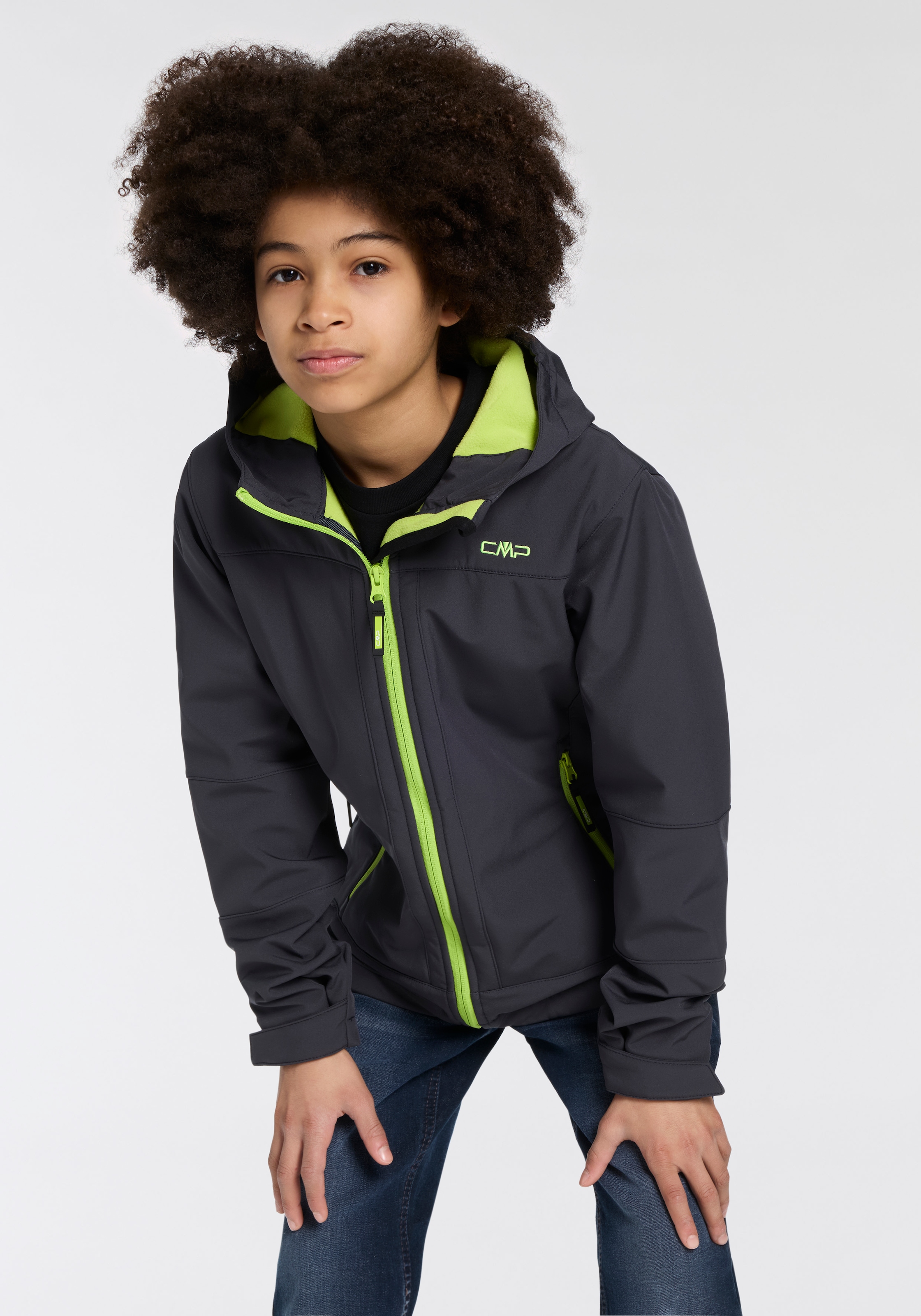 CMP Softshelljacke »KID SOFTSHELL JACKET FIX HOOD für Kinder«, (1 St.), mit Kapuze, Atmungsaktiv & Wärmeisolierend & Wasserabweisend & für Kinder