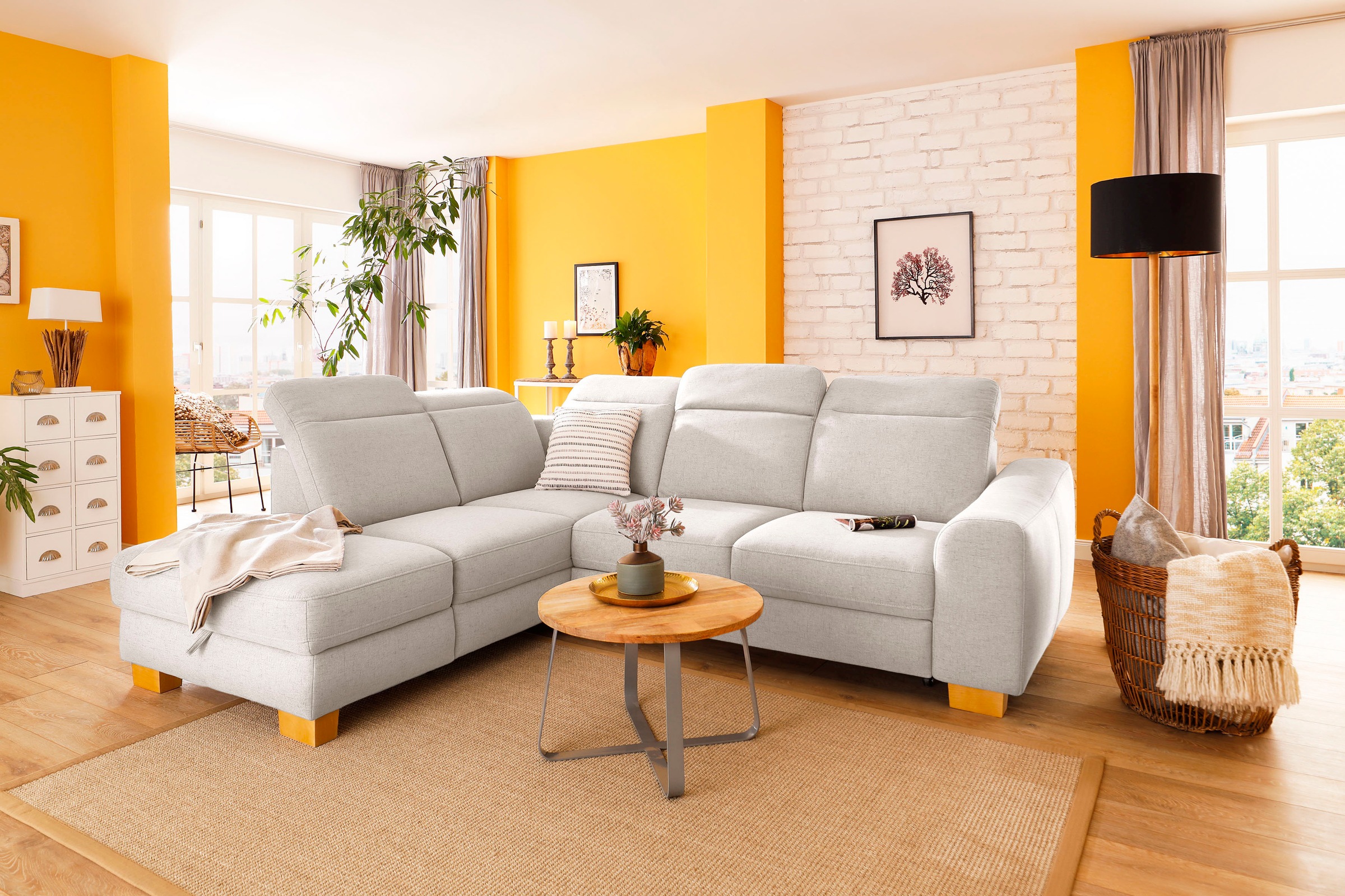 Home affaire Ecksofa »Dundee L-Form«, wahlweise mit Kopfteilverstellung und zusätzlich mit Bettfunktion