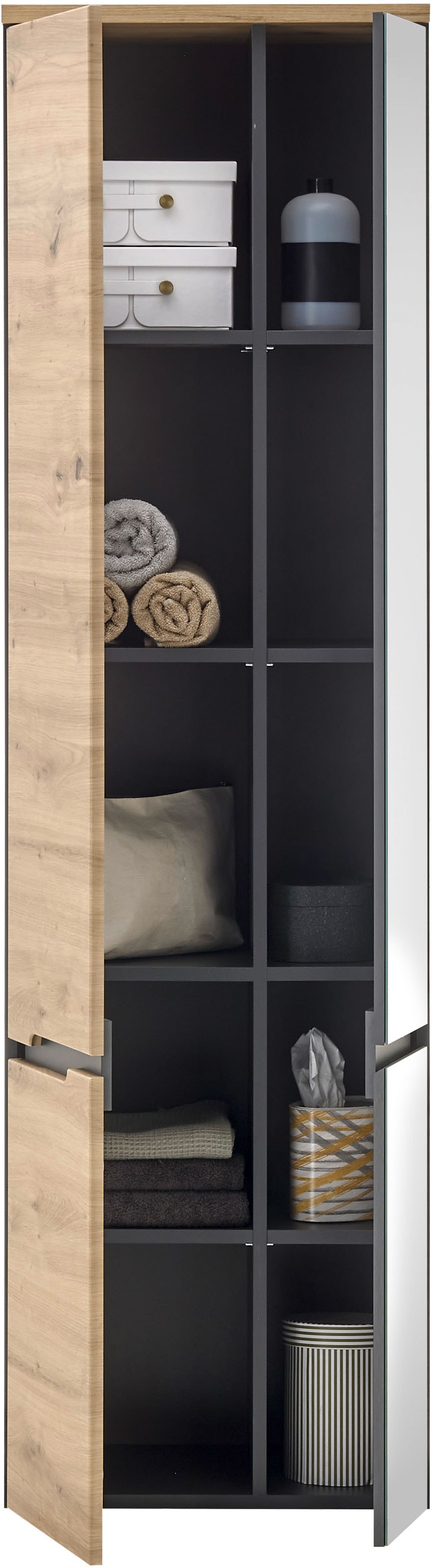 BASIC by Balculina Hochschrank »Memphis, Badezimmerschrank BxHxT 50x176x31«, (1 St.), Breite 50 cm, Tür L/R montierbar, Softclose