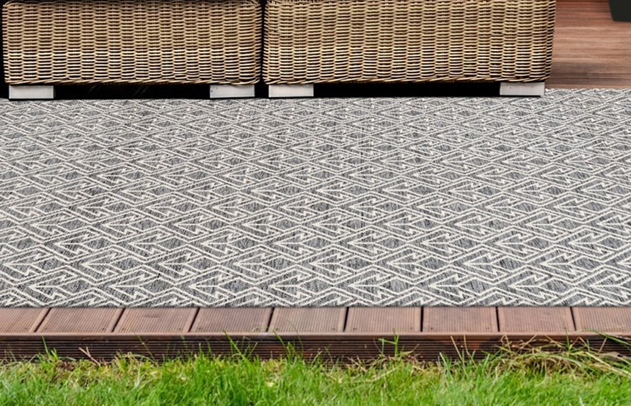 Teppich ARTE ESPINA "Yoga 100", grau (grau, creme), B:80cm H:10mm L:150cm, Polyester, Teppiche, Teppich, In- und Outdoor geeignet, pflegeleicht, Wohnzimmer