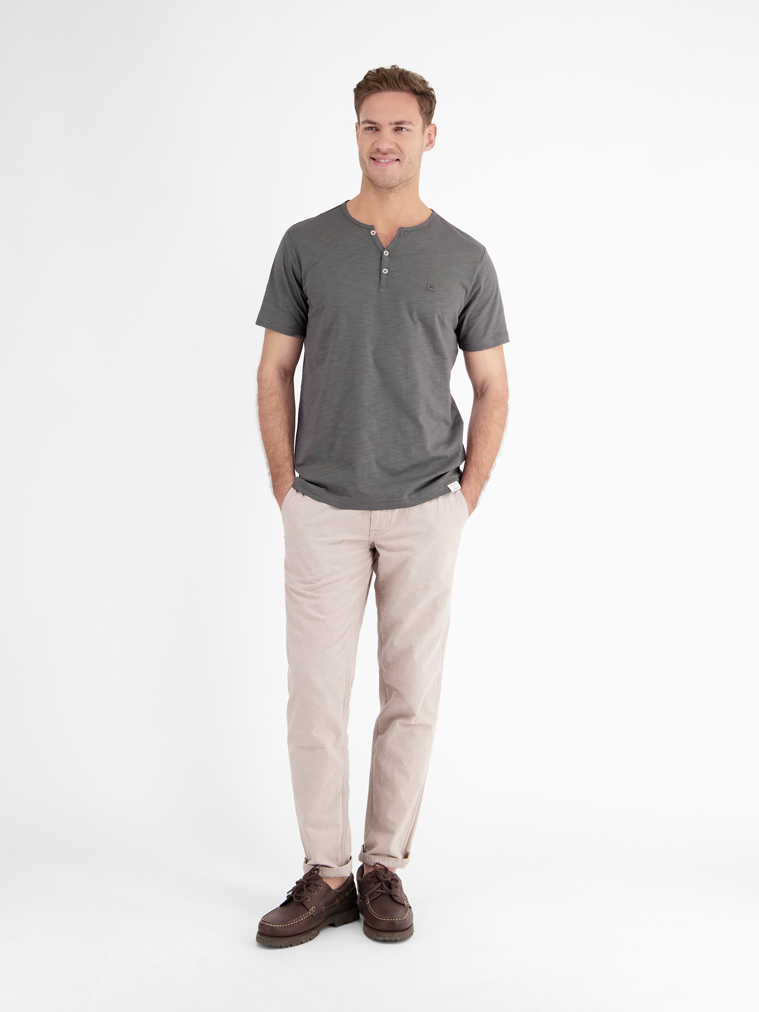 LERROS Henleyshirt »LERROS Serafino-Shirt in unifarbener Strukturware«