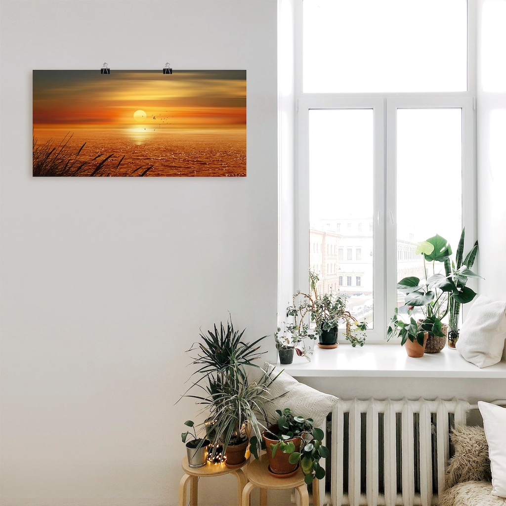 Artland Wandbild »Sonnenuntergang über dem Meer«, Sonnenaufgang & -untergang, (1 St.)