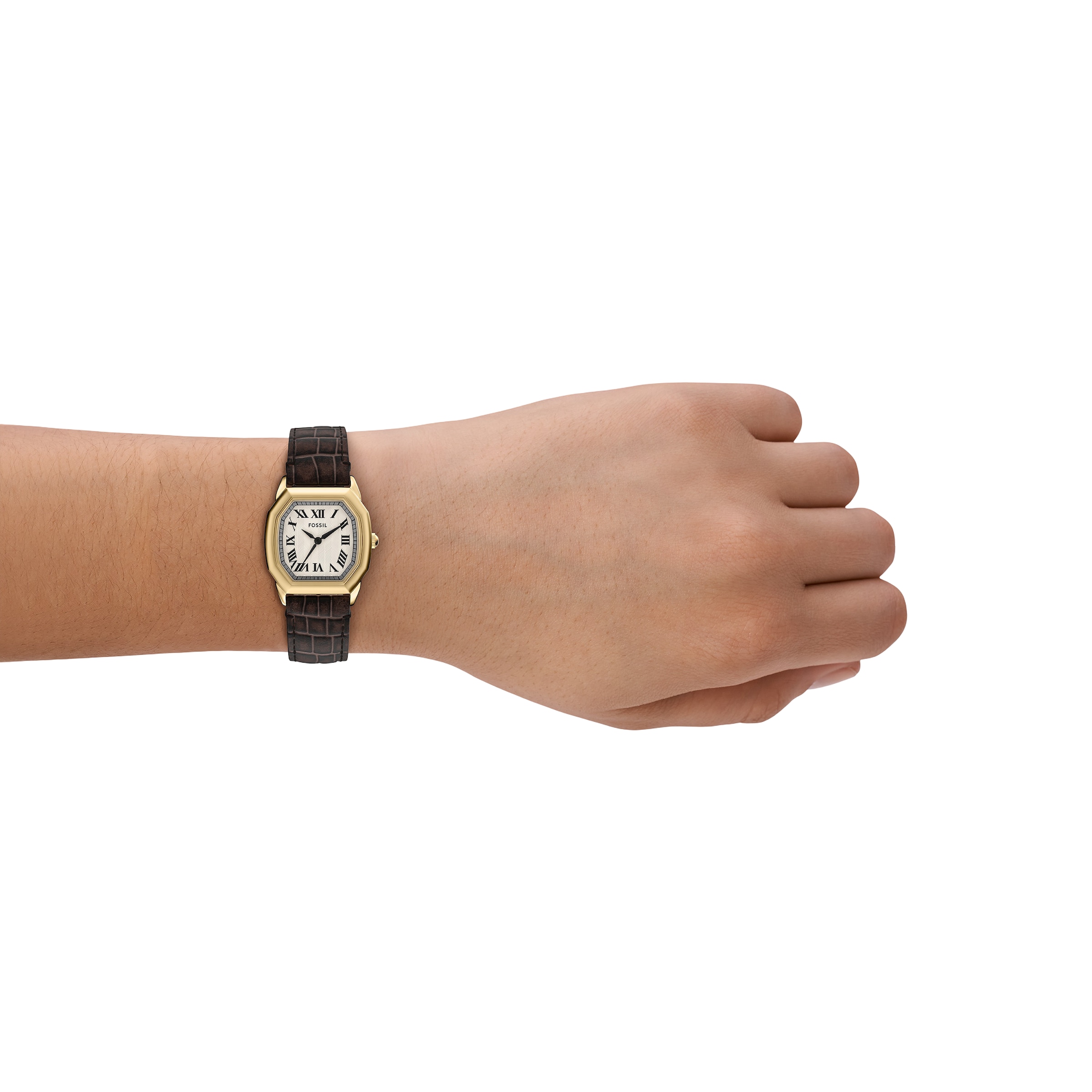 Fossil Quarzuhr »HARLOW«, Armbanduhr, Damenuhr, Lederarmband, analog