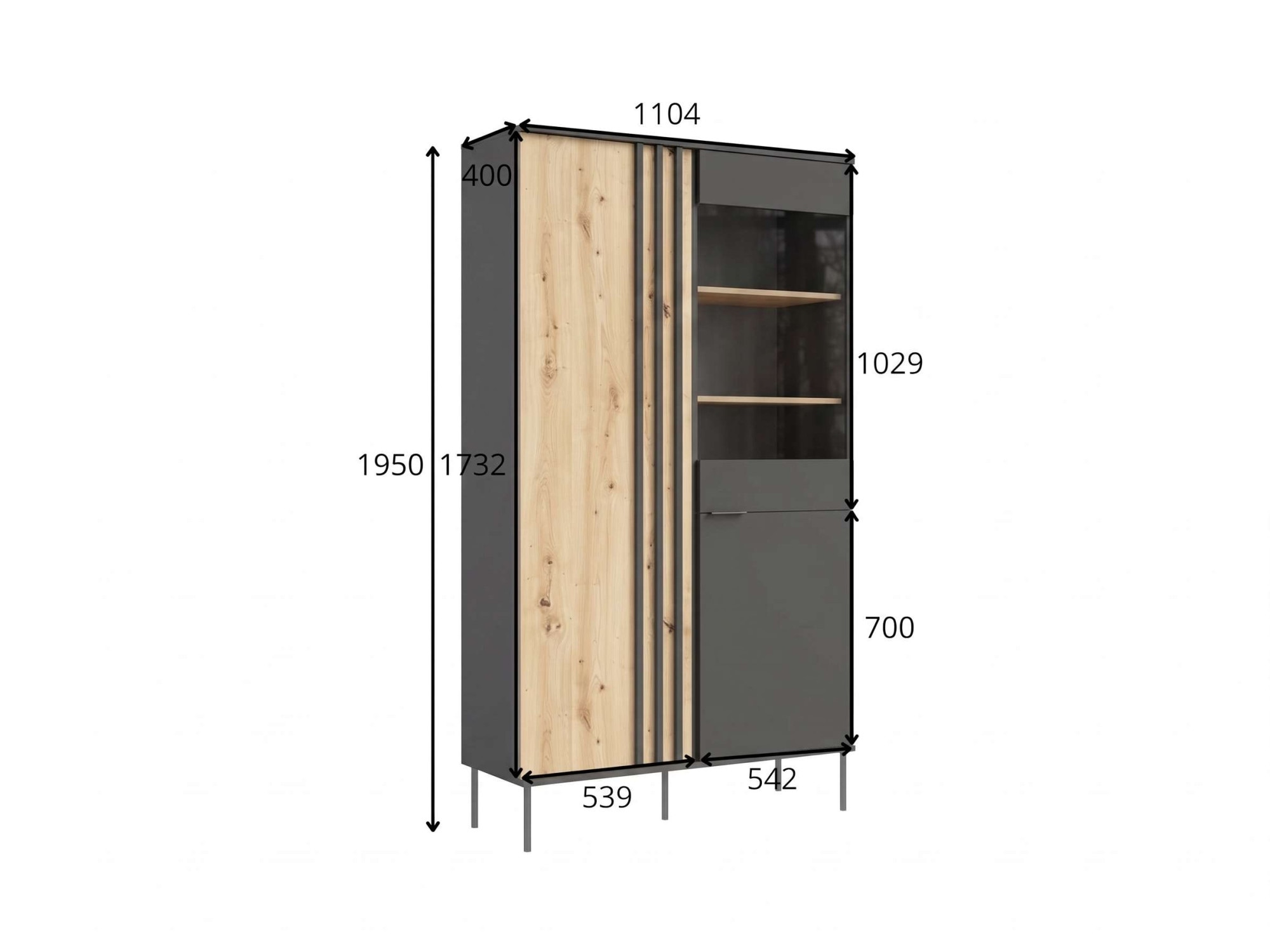 OTTO home Vitrine »AAELIN Vitrineschrank mit/ohne Beleuchtung, verglast, viel Stauraum« Standvitrine/Glasvitrine mit 2 Türen, 8 Einlegeböden, matt Hochschrank