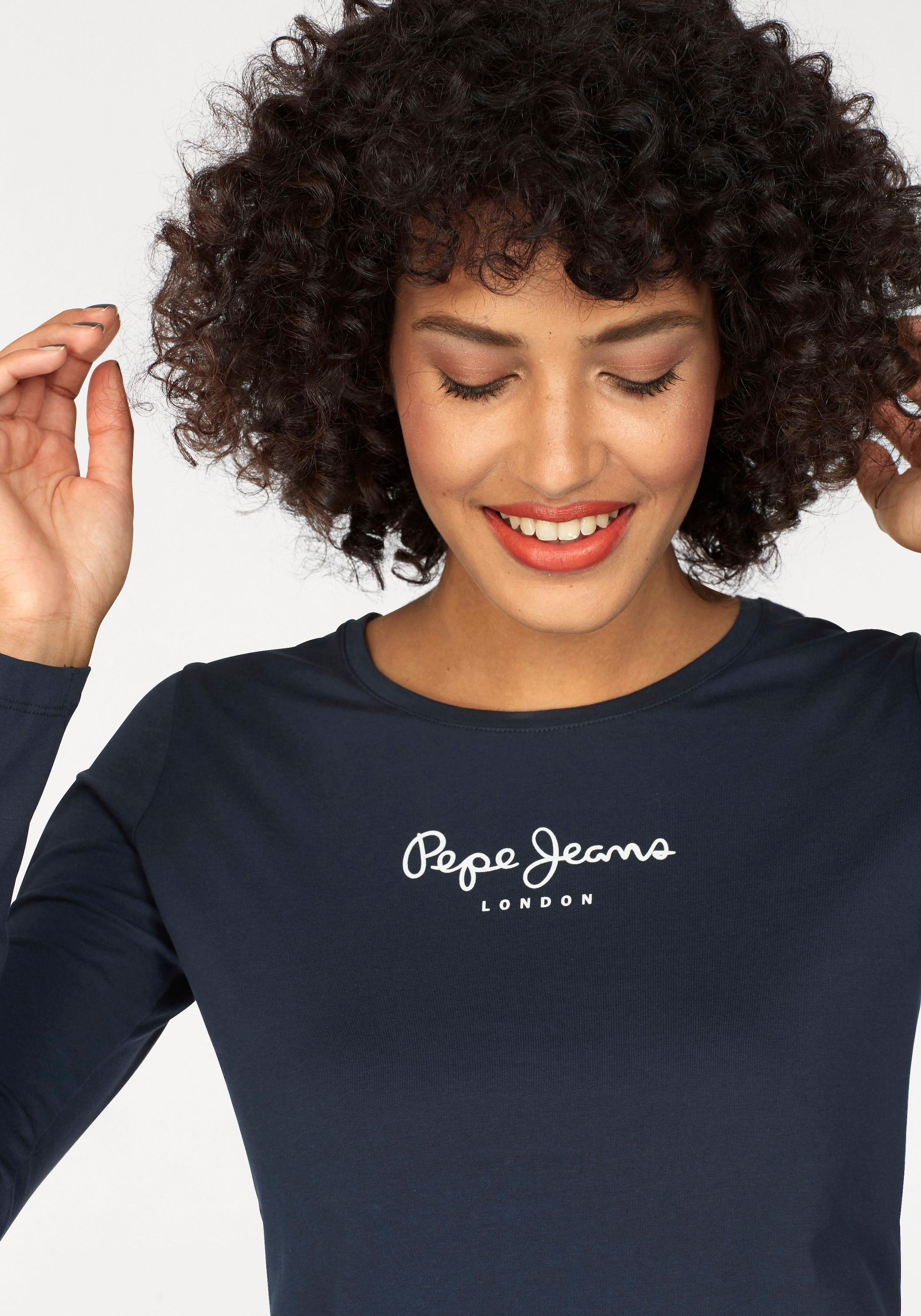 »NEW mit L/S«, Pepe BAUR Logo-Print VIRGINA kaufen | Langarmshirt online Jeans