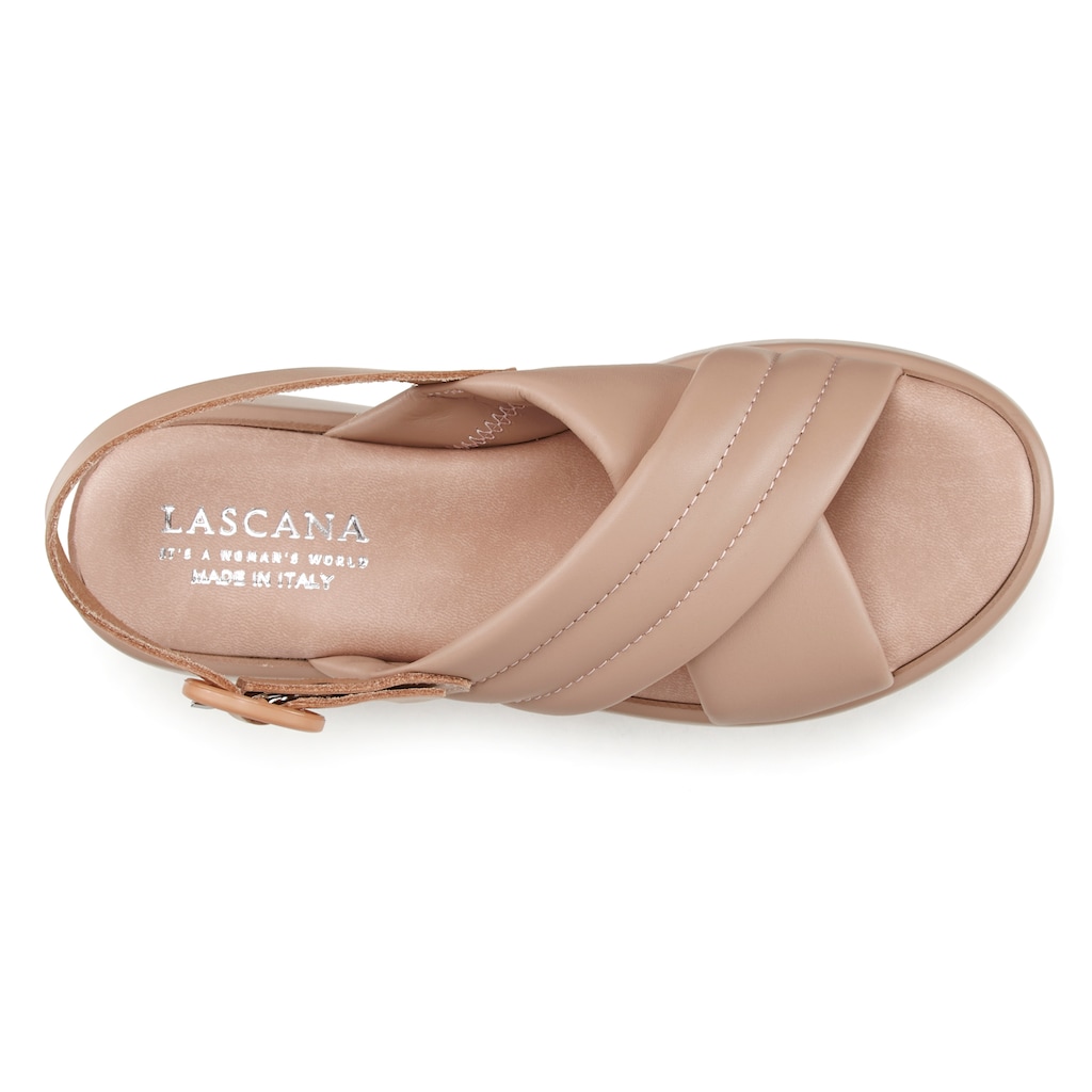 LASCANA Plateausandale, Sandalette aus Leder mit modischem Plateau