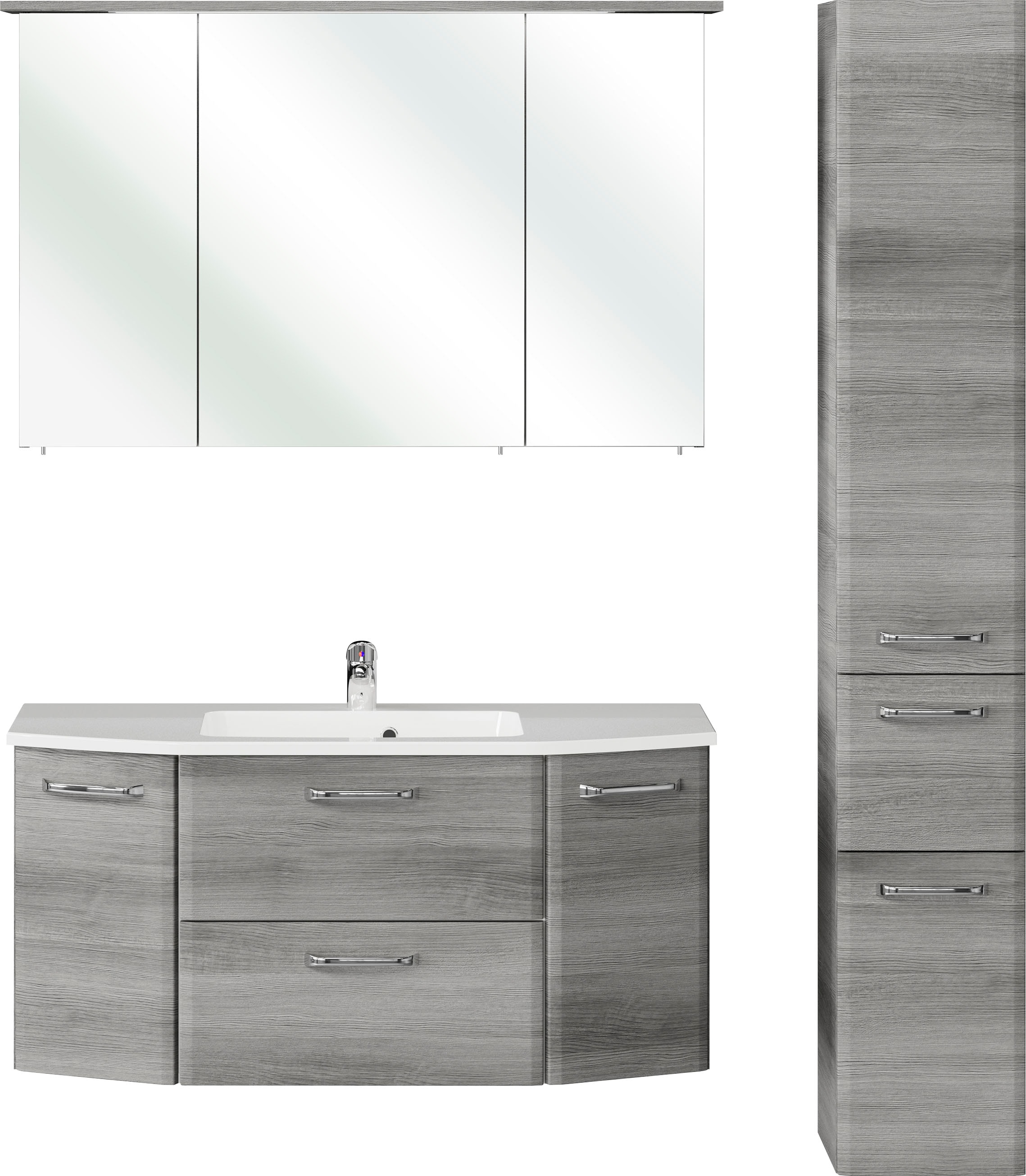 Saphir Badmöbel-Set "Quickset 3-teilig, Mineralmarmor-Waschtisch und LED-Sp günstig online kaufen