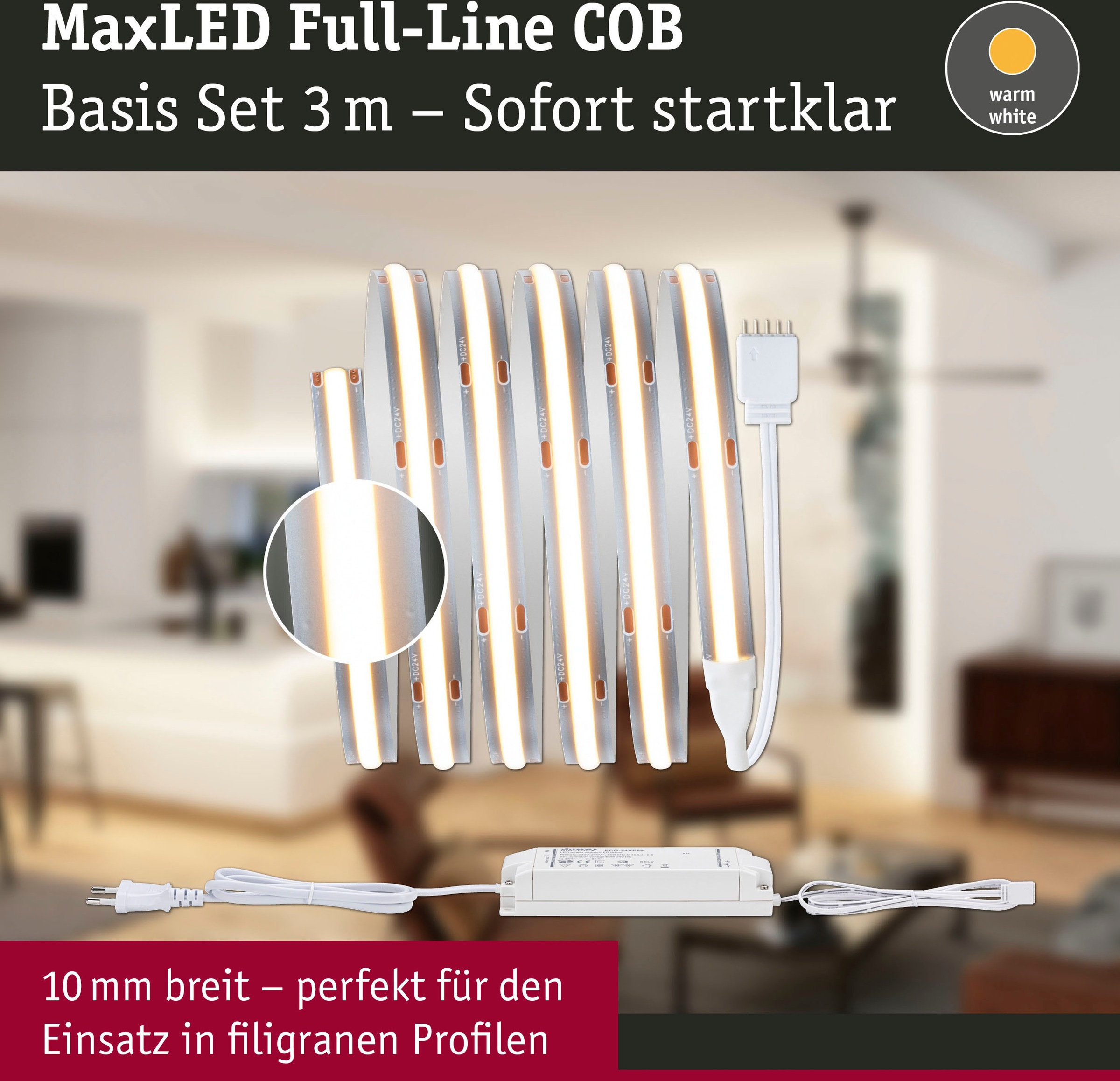 bestellen 1,5m 1620lm 18W Full-Line | »MaxLED St.-flammig Paulmann Basisset 1 1000 Warmweiß BAUR COB LED-Streifen 2700K«,