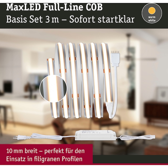 Paulmann LED-Streifen »MaxLED 1000 Full-Line COB Basisset 1,5m Warmweiß 18W  1620lm 2700K«, 1 St.-flammig bestellen | BAUR