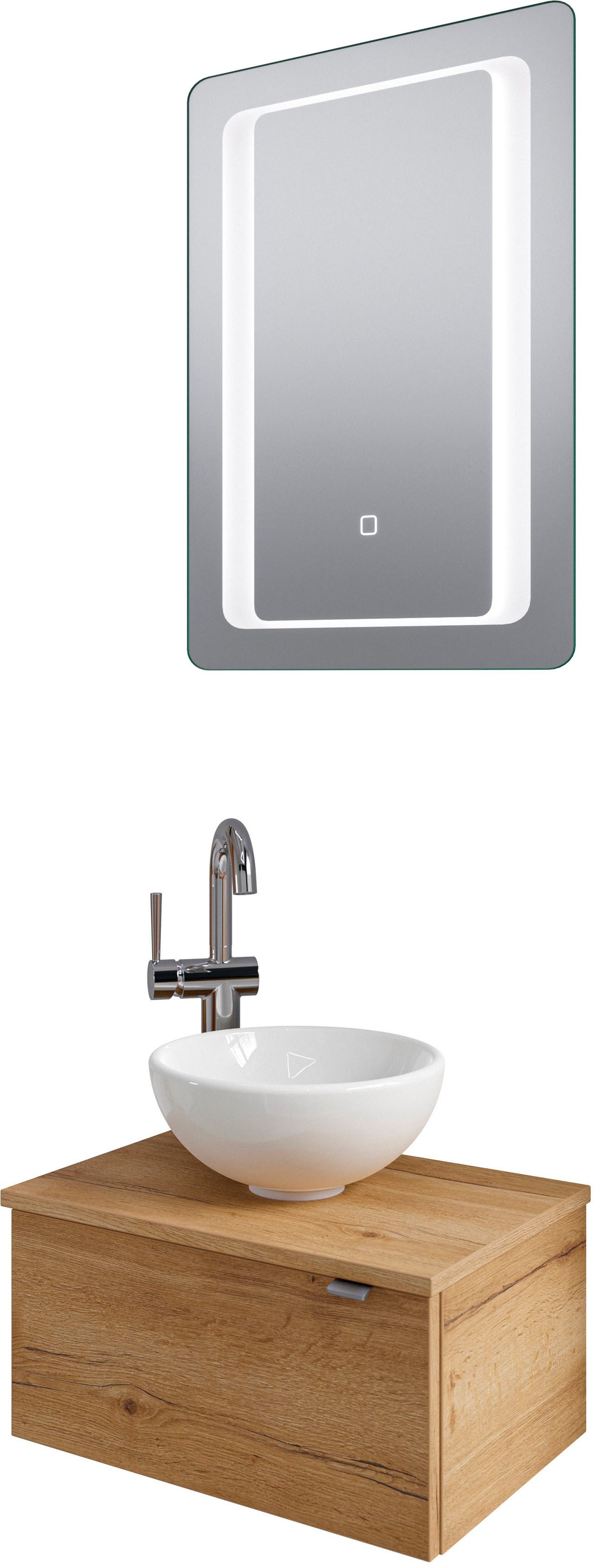 Saphir Badmöbel-Set »Serie 6915«, (4 St.), Gäste-Bad, 51 cm breit, mit LED-Spiegel und 1 Tür