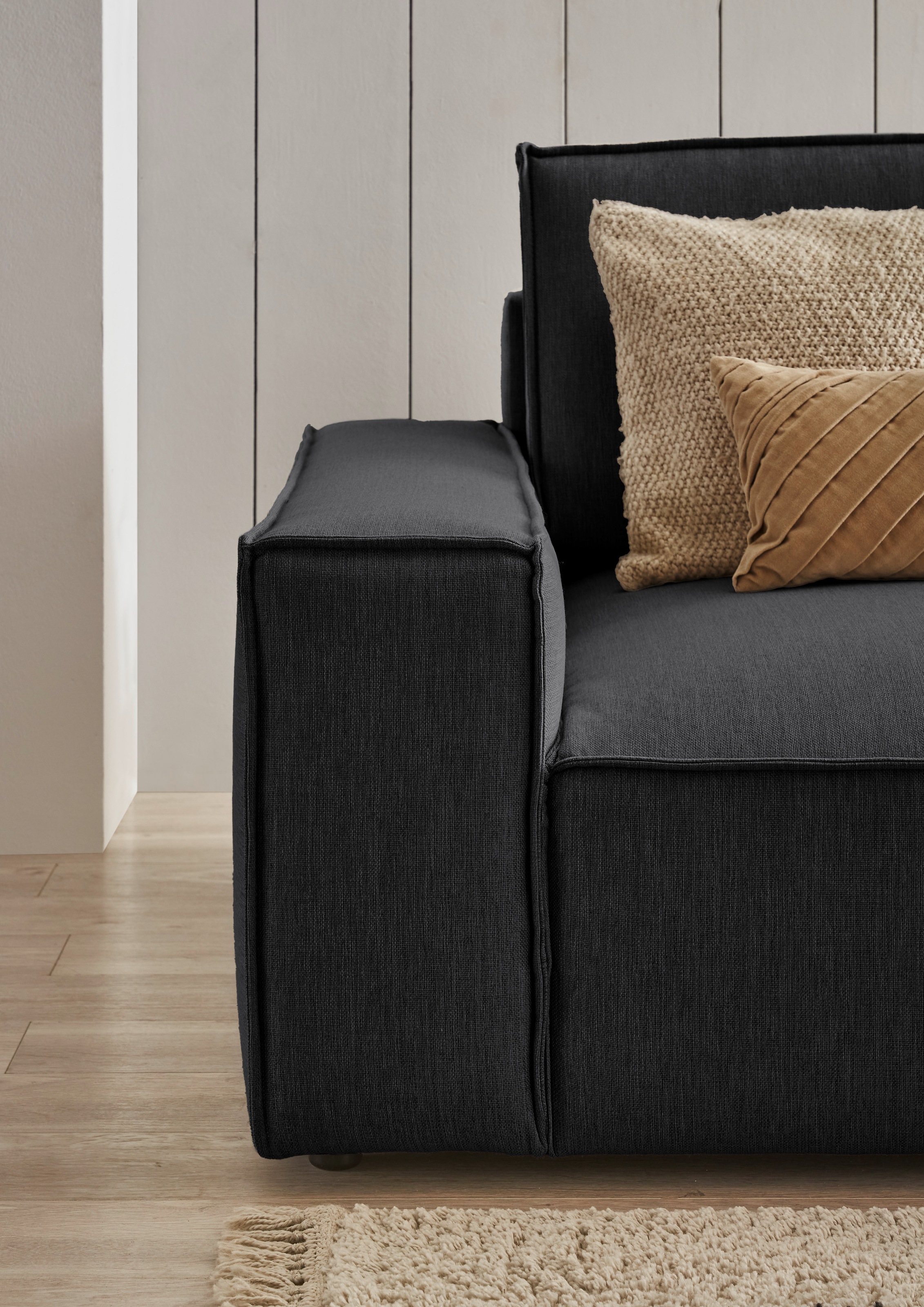 Home affaire Big-Sofa »NEU: SHERWOOD XXL, Big-Sofa (316cm), extra tiefe Sitzfläche 95 cm«, bequemer Sitzkomfort, Cord u. Leinenoptik, Kedernaht