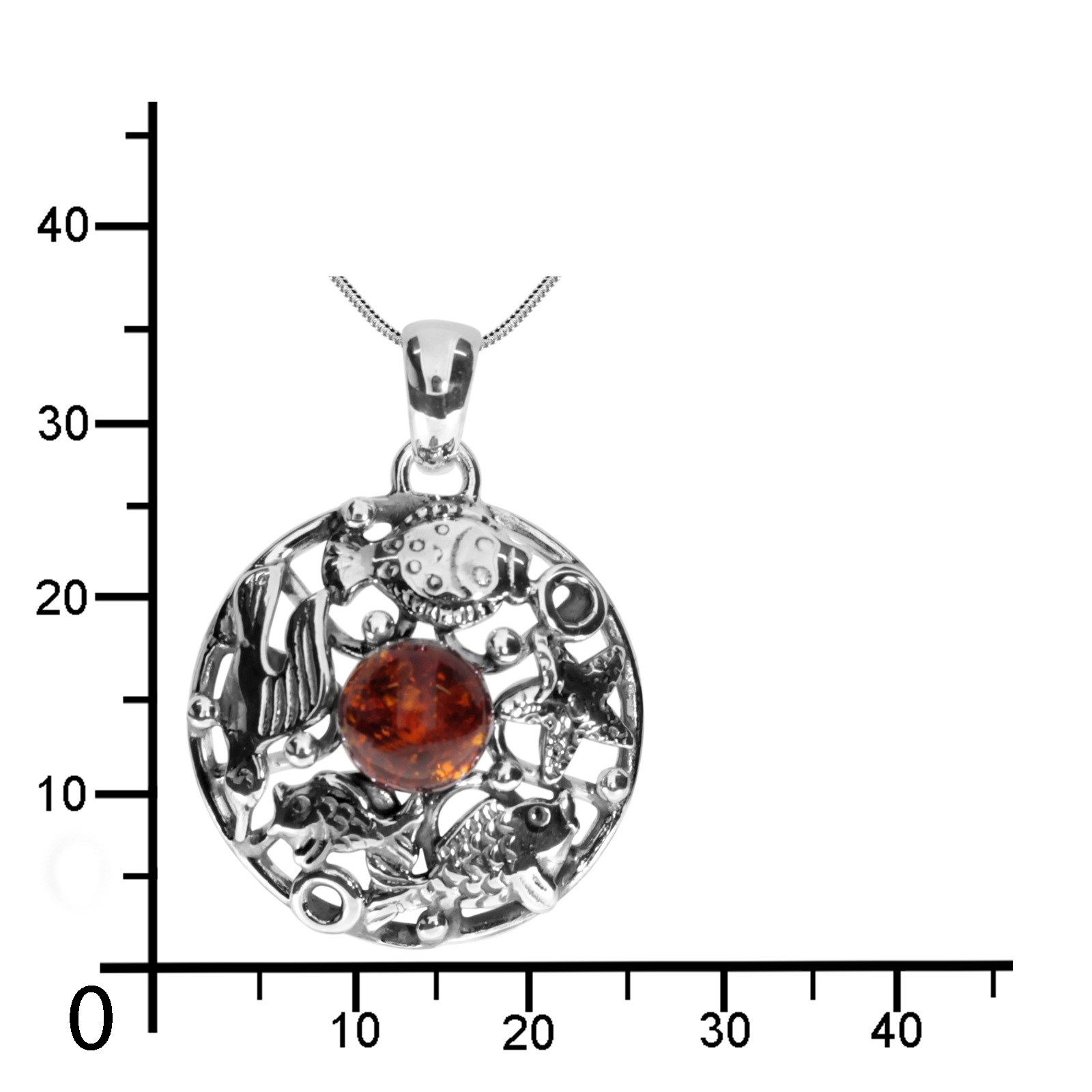 Kette mit Anhänger OSTSEE-SCHMUCK "Ostsee-Schmuck Kette mit Anhänger Fischland 34x24 mm" Gr. 45, silber, Halsketten, Damen, 45cm, Silber 925 (Sterlingsilber), L: 42 3