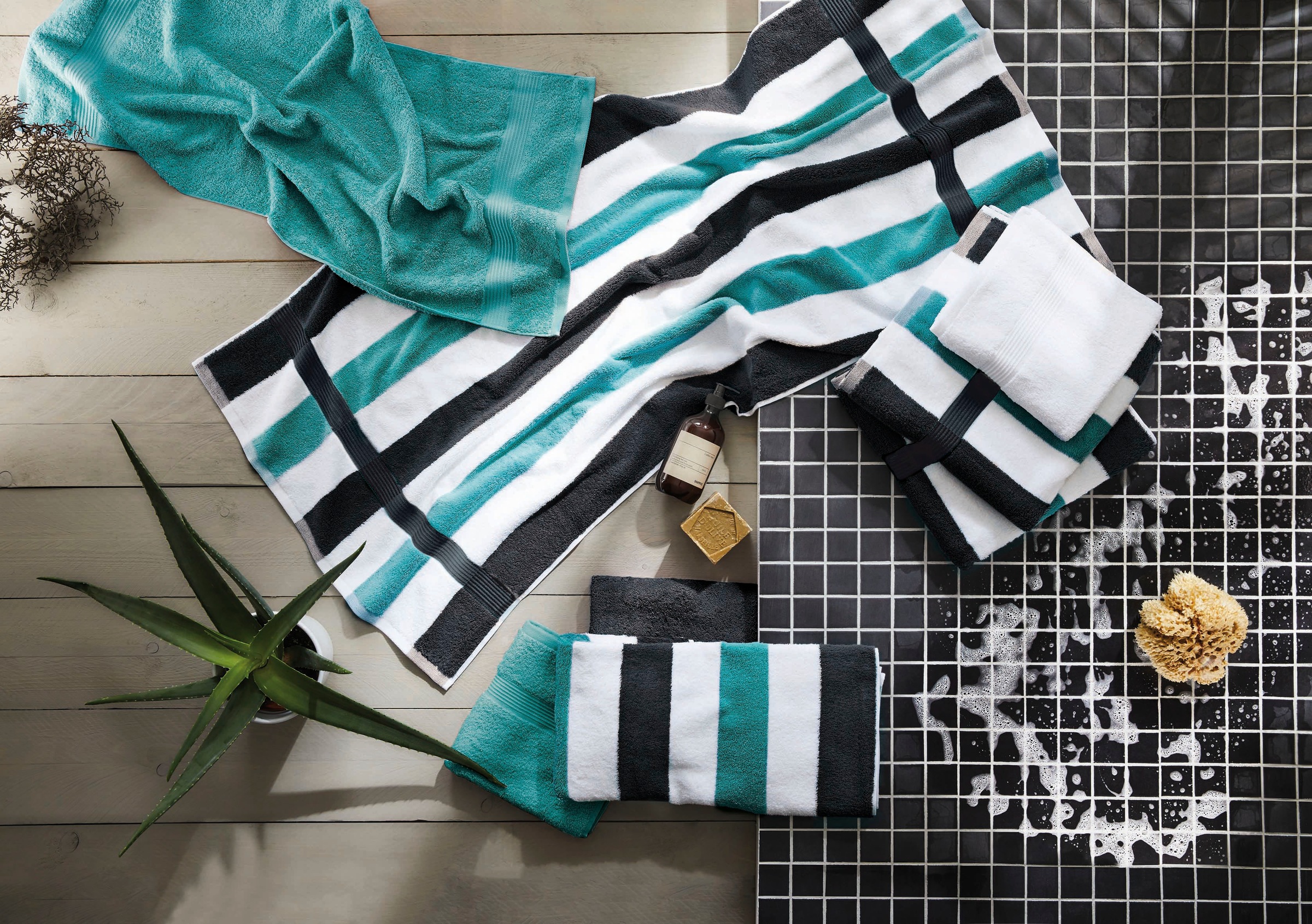 Gözze Badetuch "New York" moderne Uni-Farben, strukturierte Borte, 100% Bau günstig online kaufen