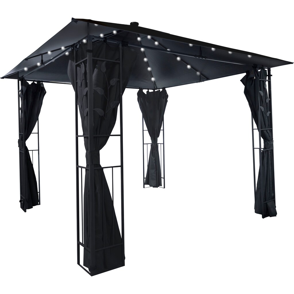 Livotion Pavillon, mit LED-Beleuchtung, in Blätteroptik, 300x300cm, anthrazit