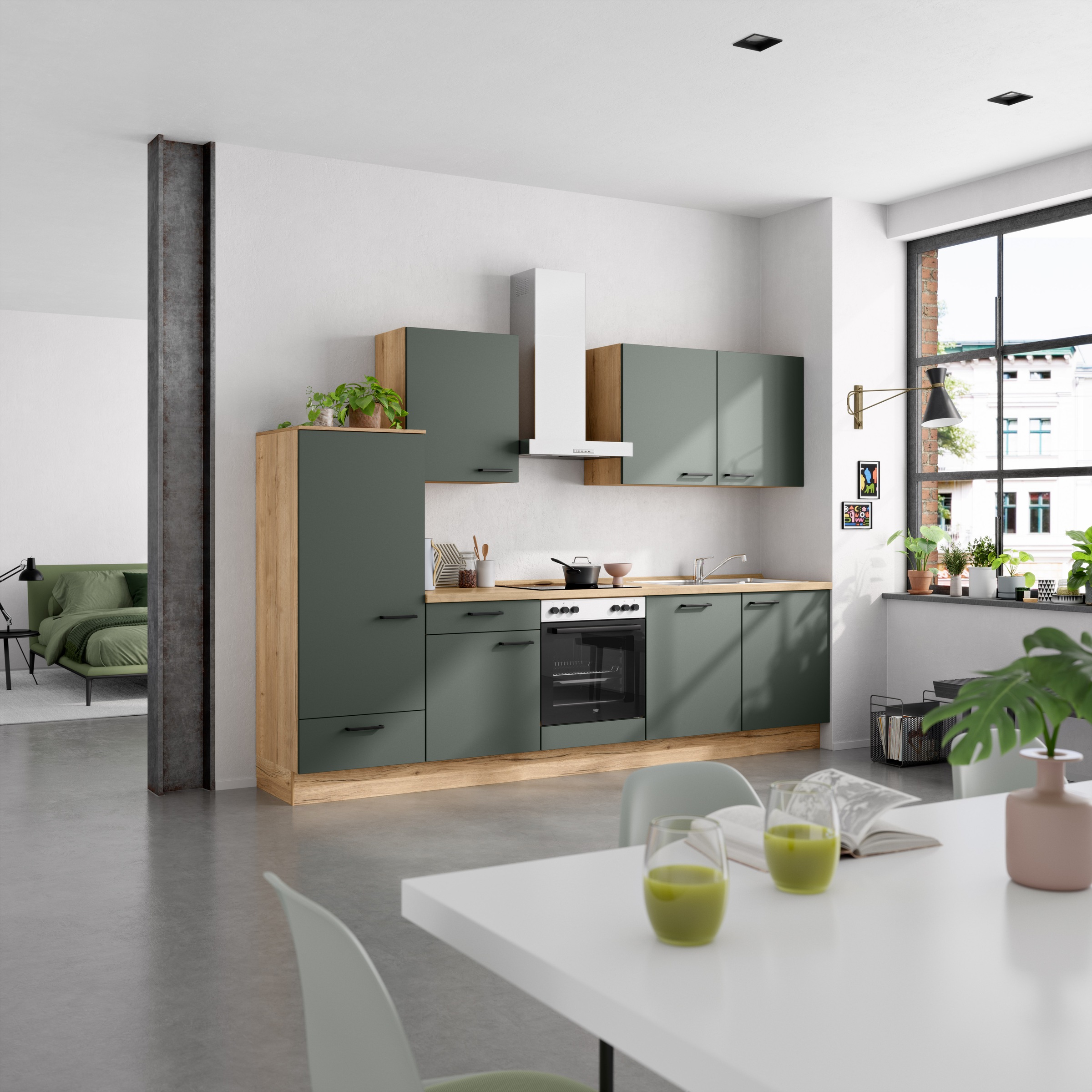 nobilia® Küchenzeile »"Easytouch I"«, vormontiert, Ausrichtung wählbar, Breite 300 cm, wahlw. mit E-Geräten