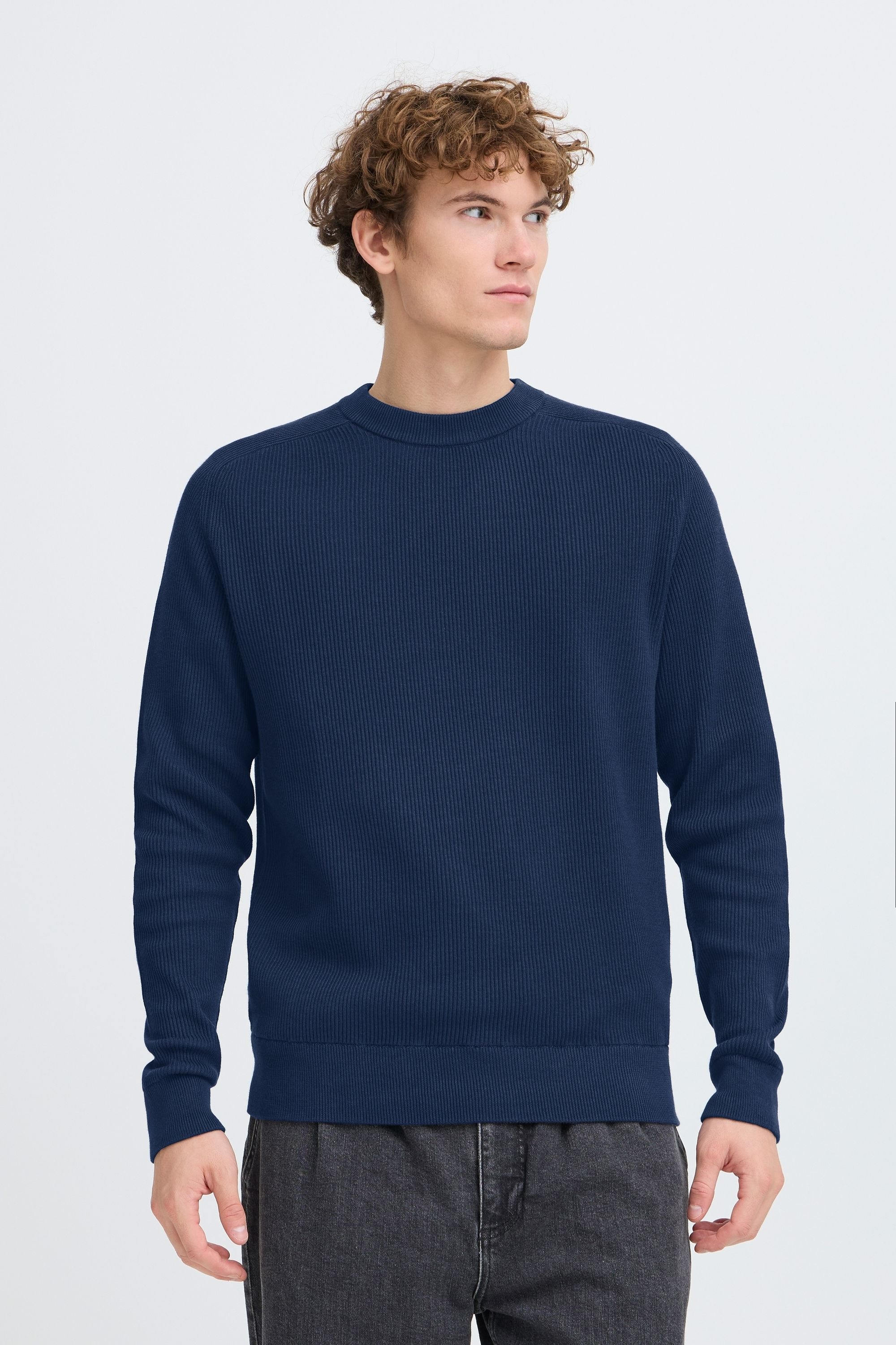 Strickfleece-Pullover CASUAL FRIDAY "Strickpullover CFNordin", Herren, Gr. M, blau (navy blazer), Obermaterial: 100% Baumwolle CO., Pullover 2