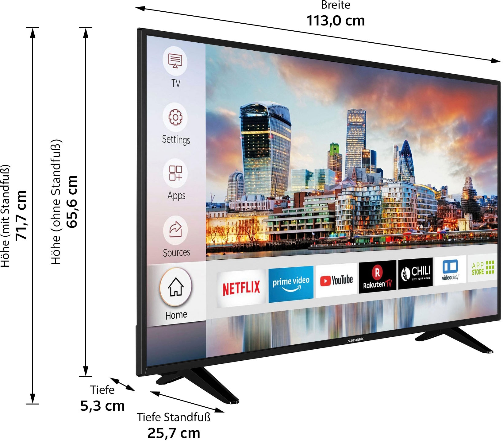 Zoll, Hanseatic Ultra cm/50 BAUR 126 HDR10 LED-Fernseher HD, 4K Smart-TV, »50H600UDSI«, |
