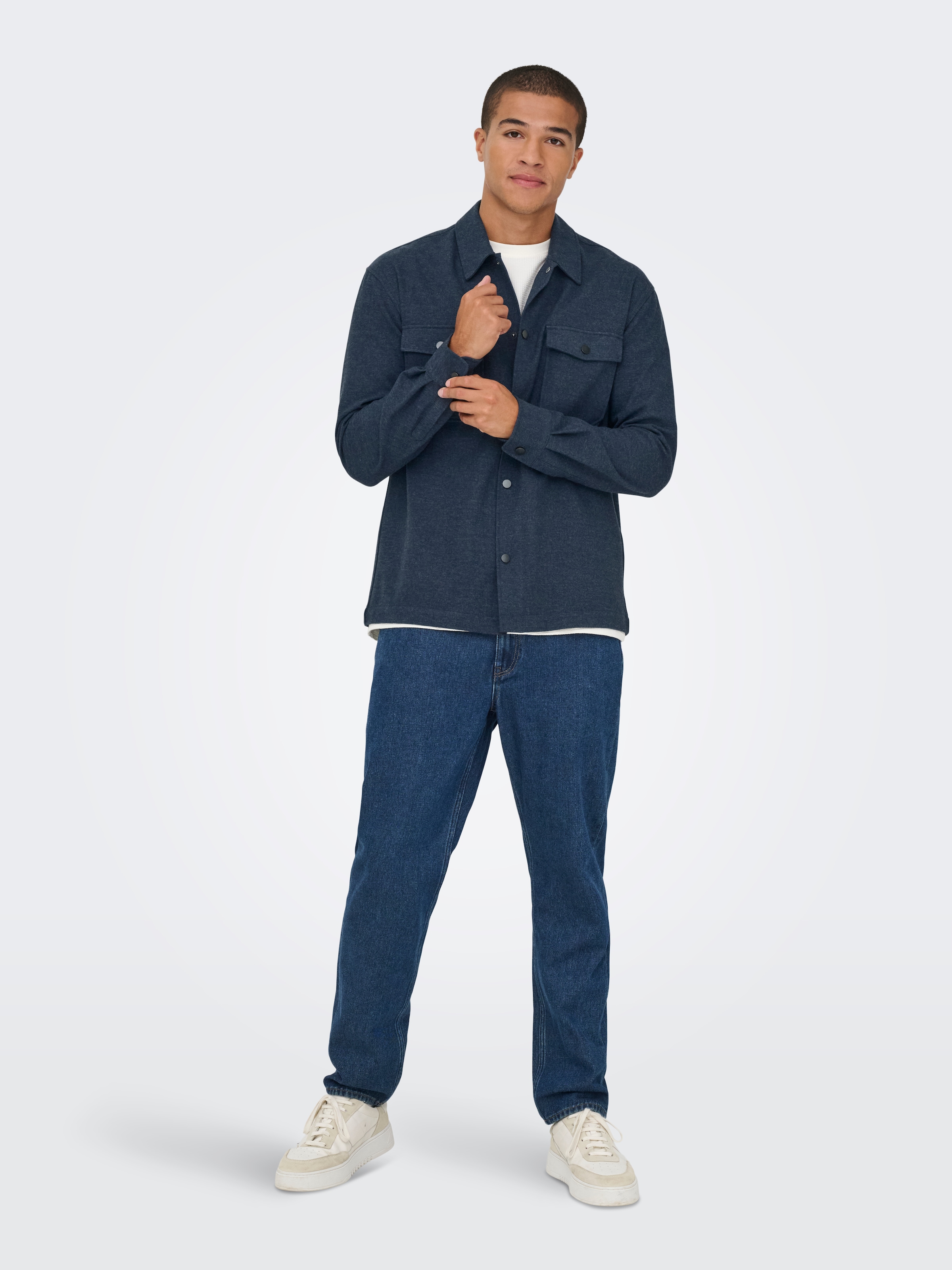 ONLY & SONS Langarmhemd »ONSMARK BRUSHED 0353 OVERSHIRT« Materialmix, regular fit