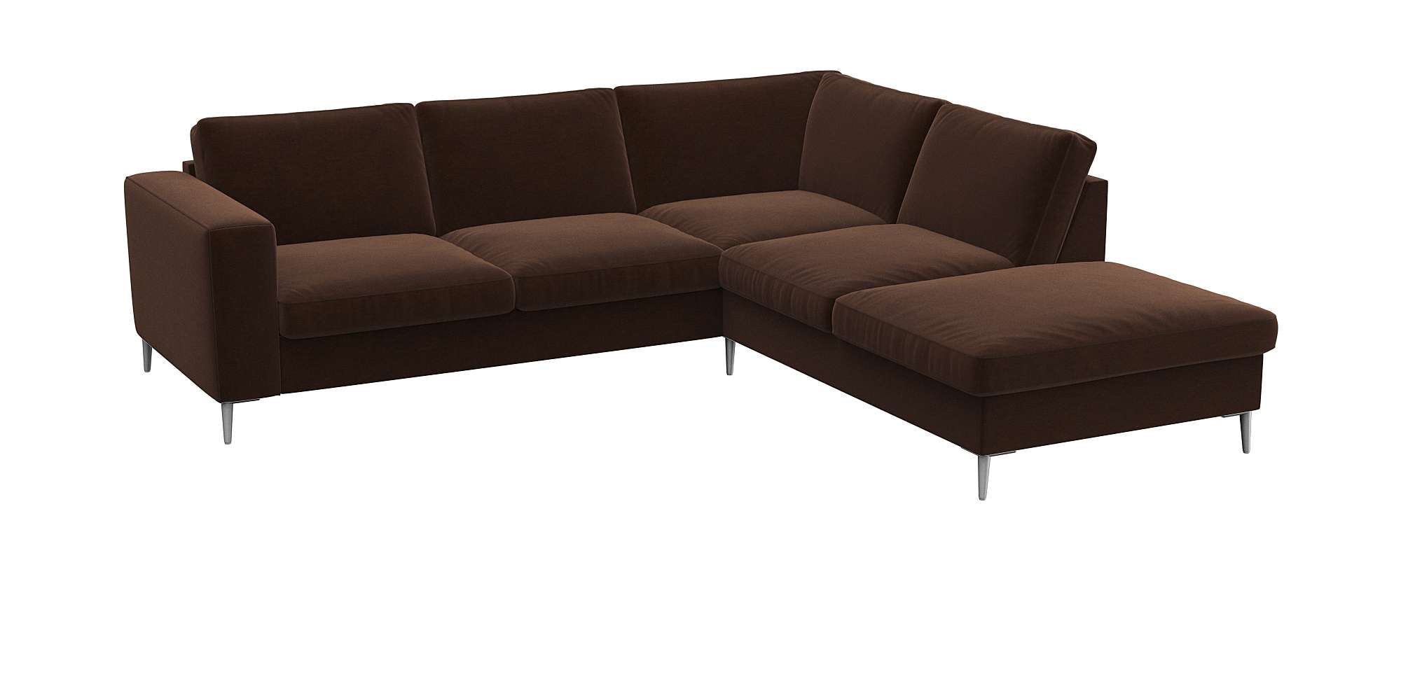 FLEXLUX Ecksofa »Fiore, L-Form«, breite Armlehnen, Füße alufarben, B/T 241/225 cm, Kaltschaum im Sitz