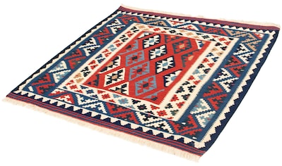 Wollteppich »Kelim - Oriental quadratisch - 104 x 100 cm - dunkelblau«, quadratisch