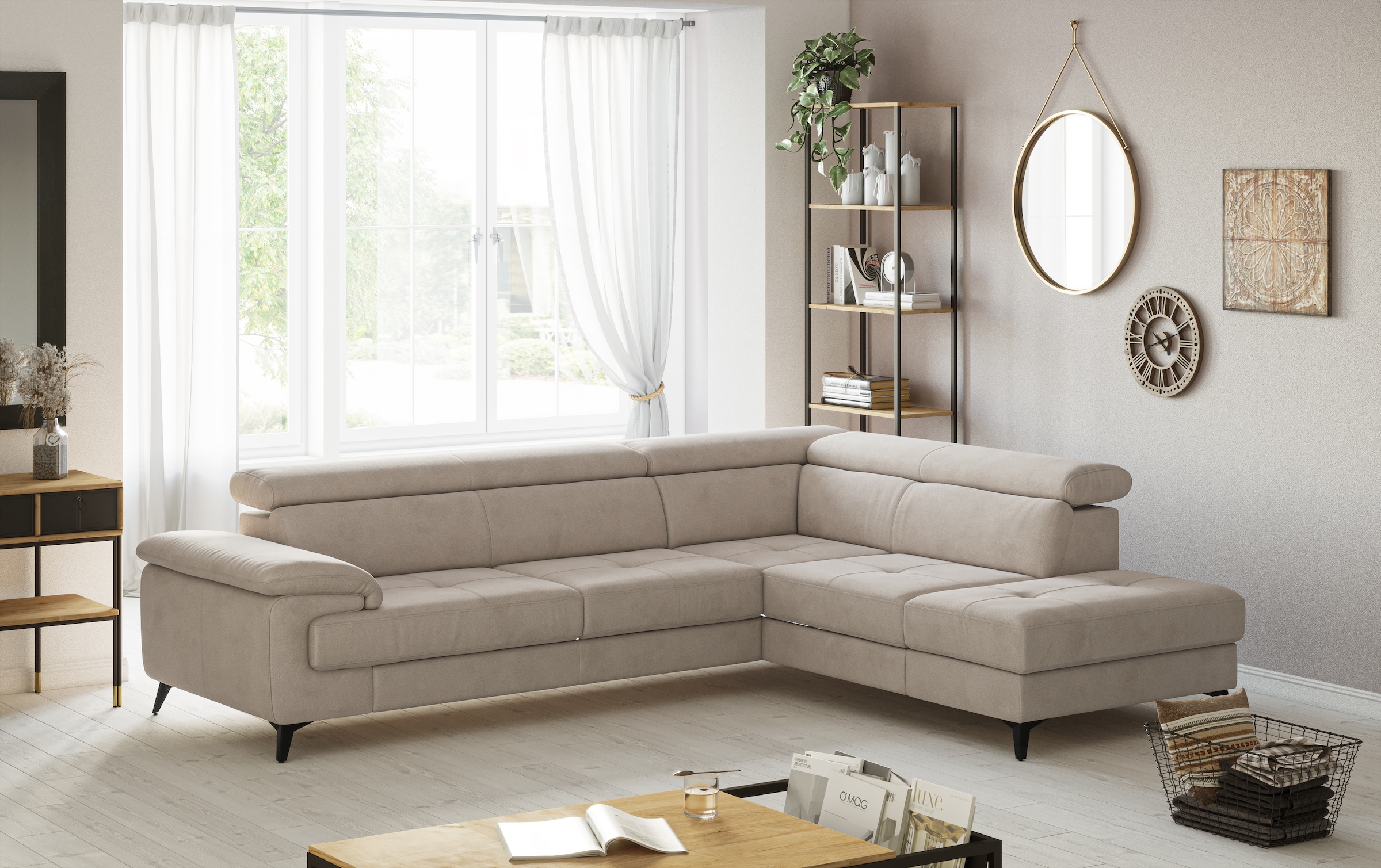 OTTO home Ecksofa "Astra L-Form, B: 286 cm" mit Kopfteilverstellung, optional Schlaffunktion & Bettkasten