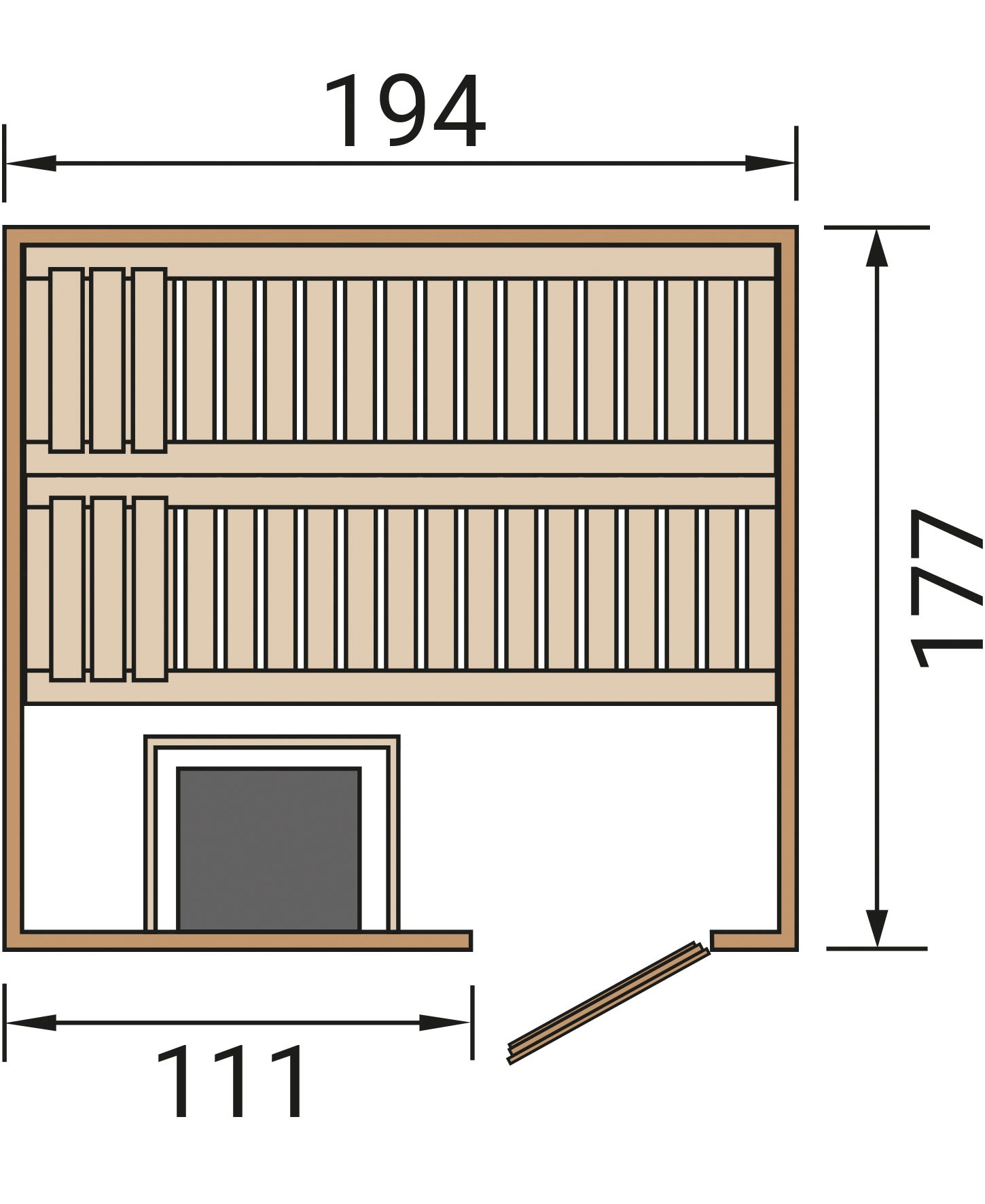 weka Sauna »Elementsauna HALMSTAD 2«, vorgefertigte Elemente, isolierte Holztür