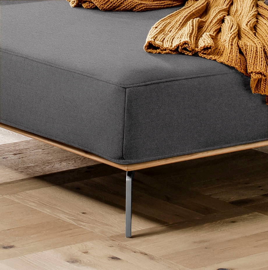 W.SCHILLIG Ecksofa »run, Designsofa mit tollem Sitzkomfort, bequem, L-Form«, mit elegantem Holzsockel, Füße in Chrom glänzend, Breite 319 cm
