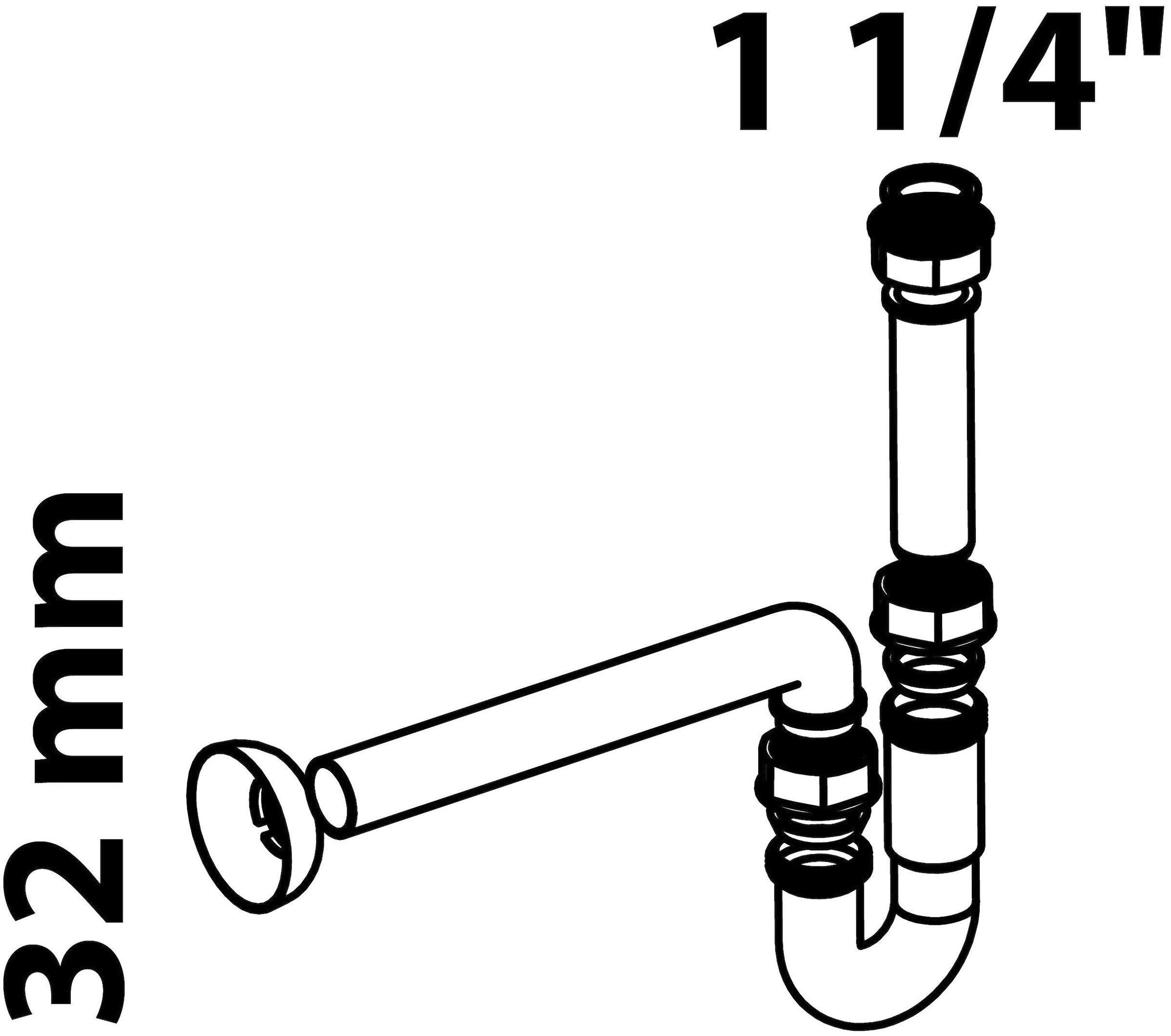 Kirchhoff Siphon, (1 tlg.), Röhrensiphon, Weiß, 1 1/4" x 32 mm