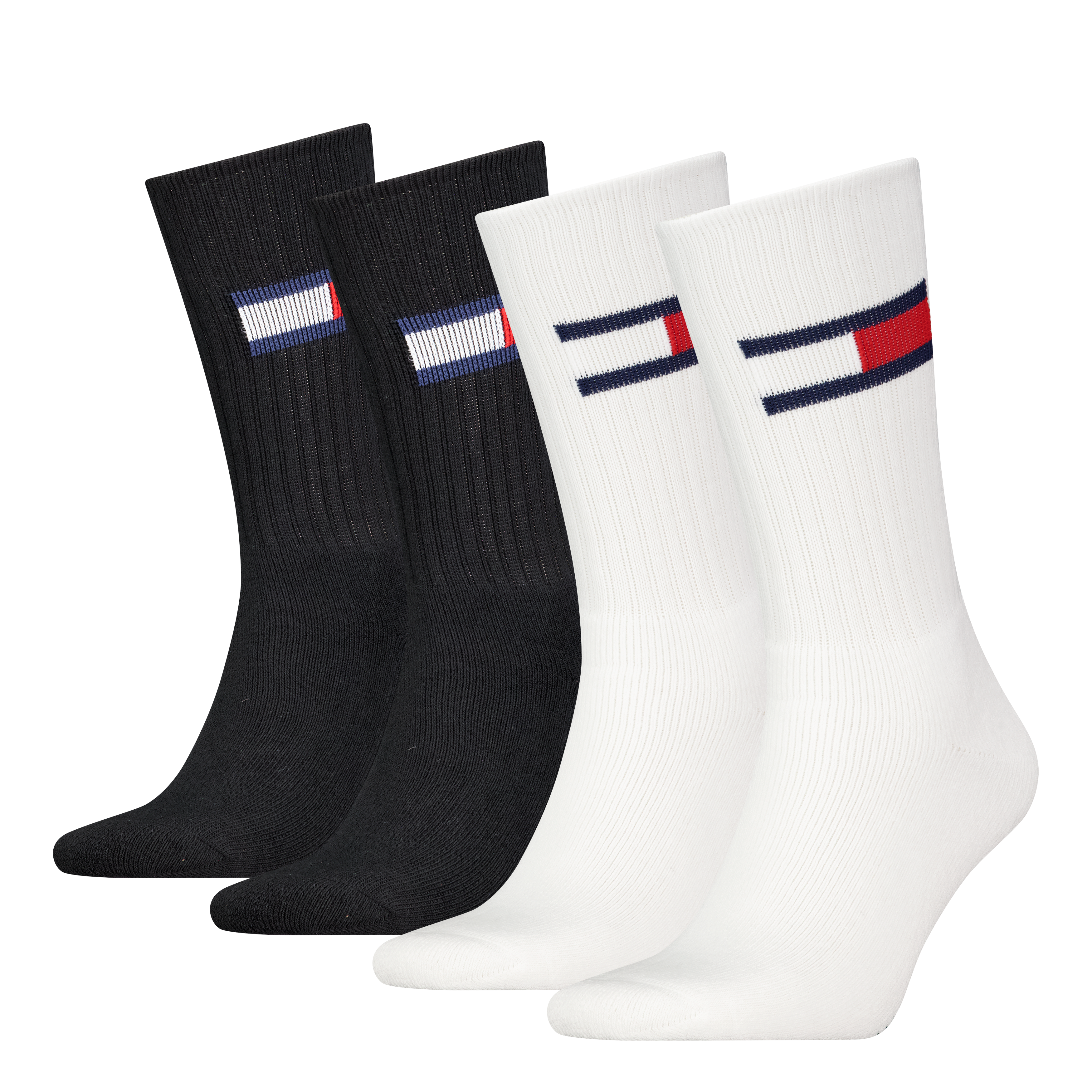 Tommy Hilfiger Socken "TH UNI TJ SOCK 4P FLAG" Logo-Flag seitlich, Rippenbündchen