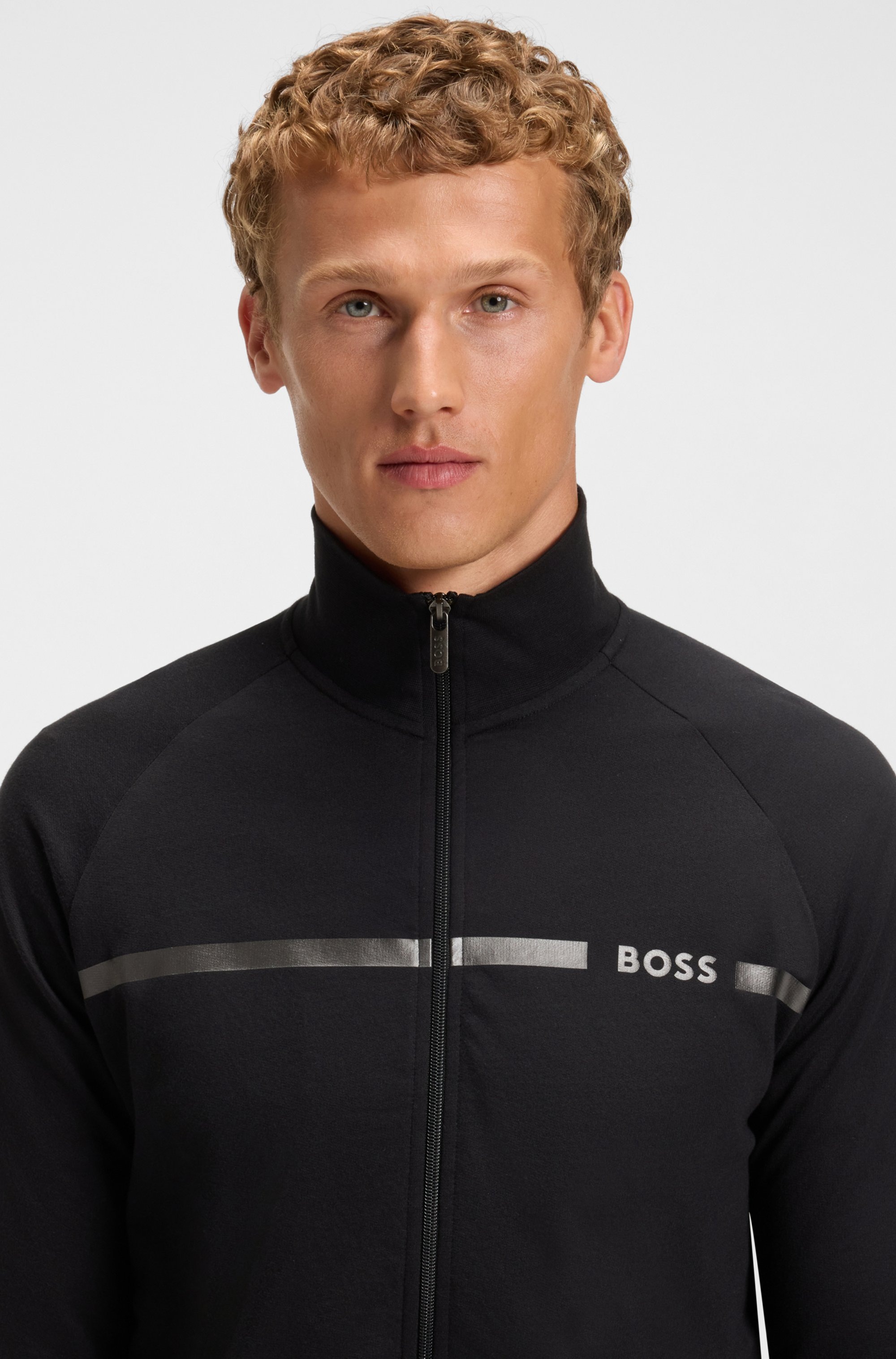 BOSS Sweatjacke "Authentic Jacket Z", aus Baumwoll-Terry mit Streifen und L günstig online kaufen