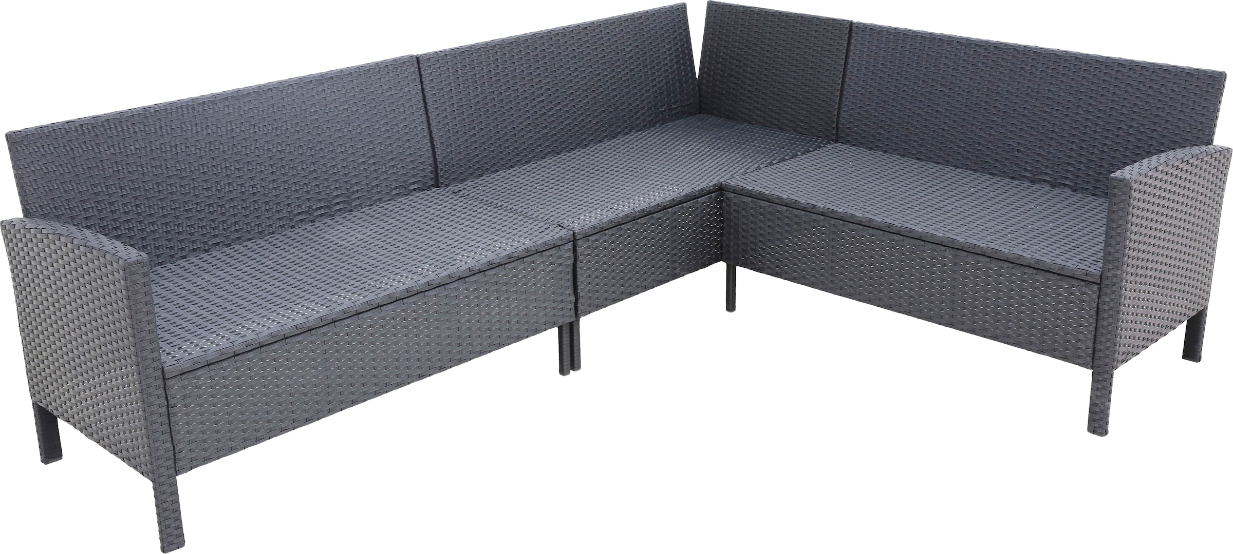 KONIFERA Gartenlounge-Set »»Manhattan««, (Set, 18 tlg., Ecklounge, Tisch 66x120x74 cm, 2 Hocker, inkl. Auflagen), Stahl/Polyrattan